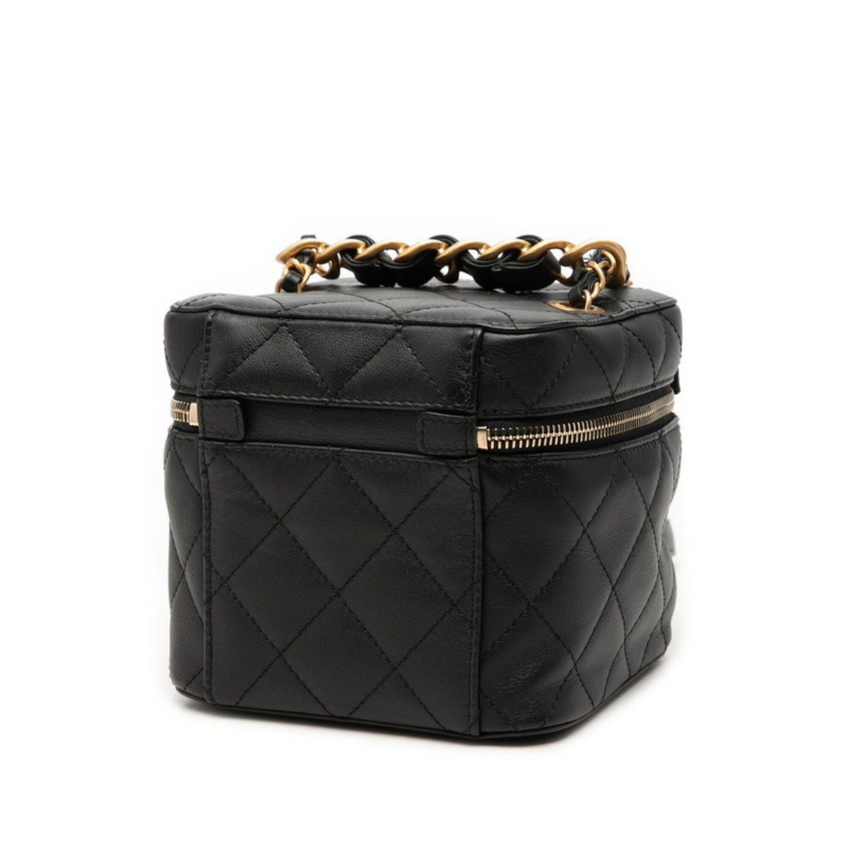 Chanel Black Leather Shoulder Bag Vanity Bag (Pre-Owned)