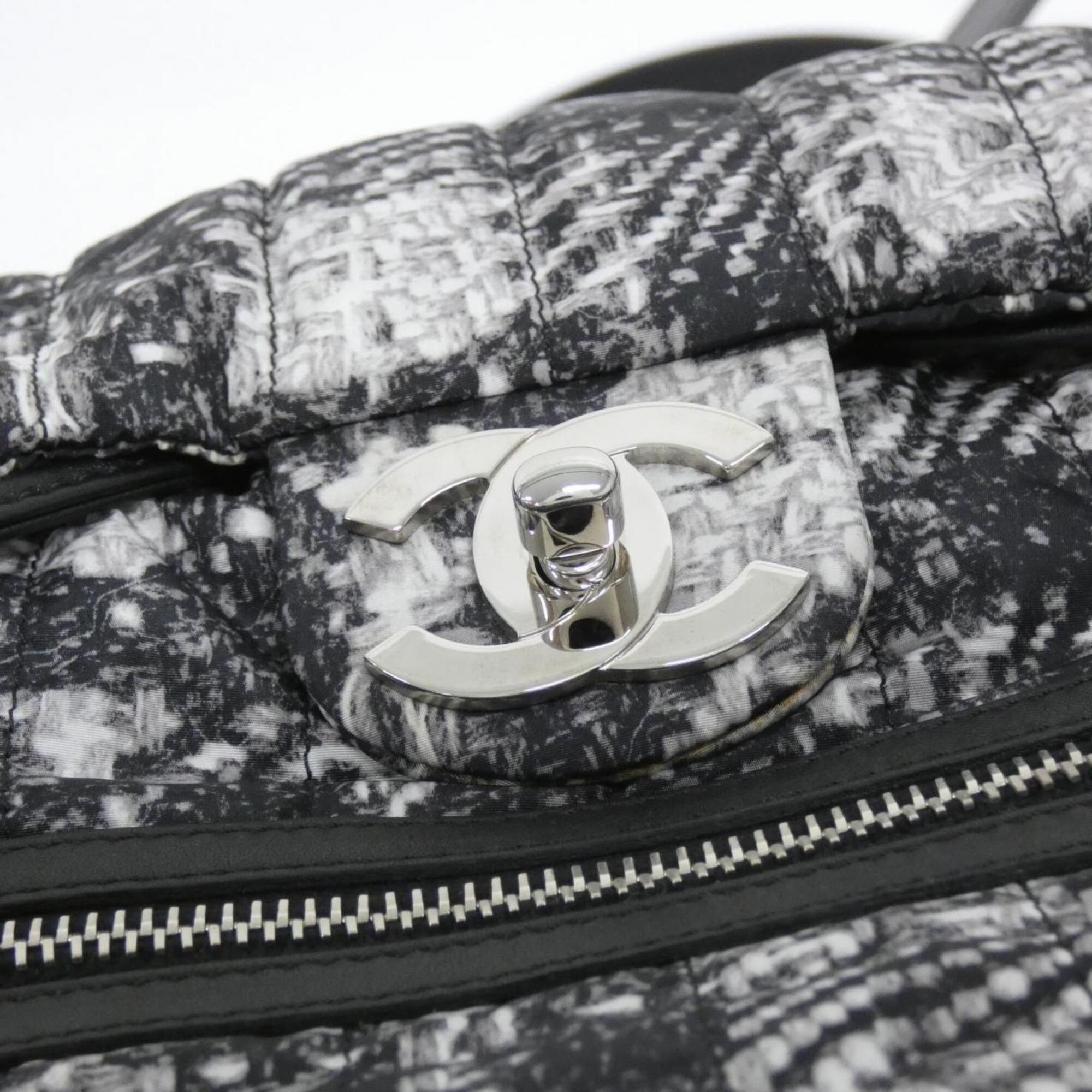Chanel Black White Nylon Backpack (Pre-Owned)