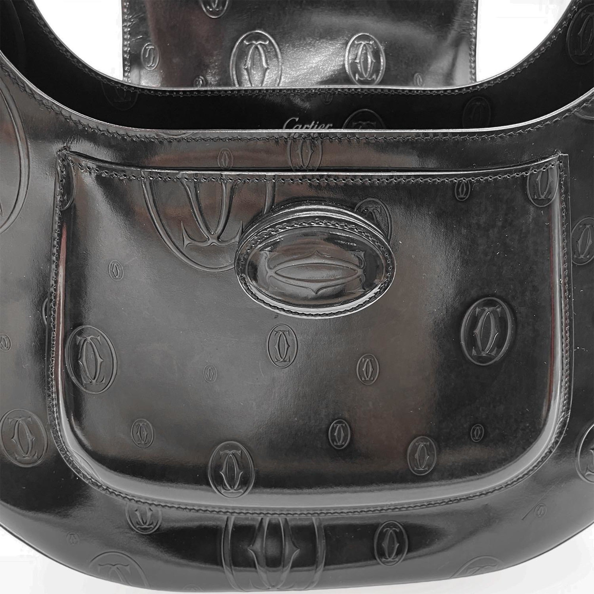 Cartier Black Patent Leather Handbag Shoulder Bag (Pre-Owned)