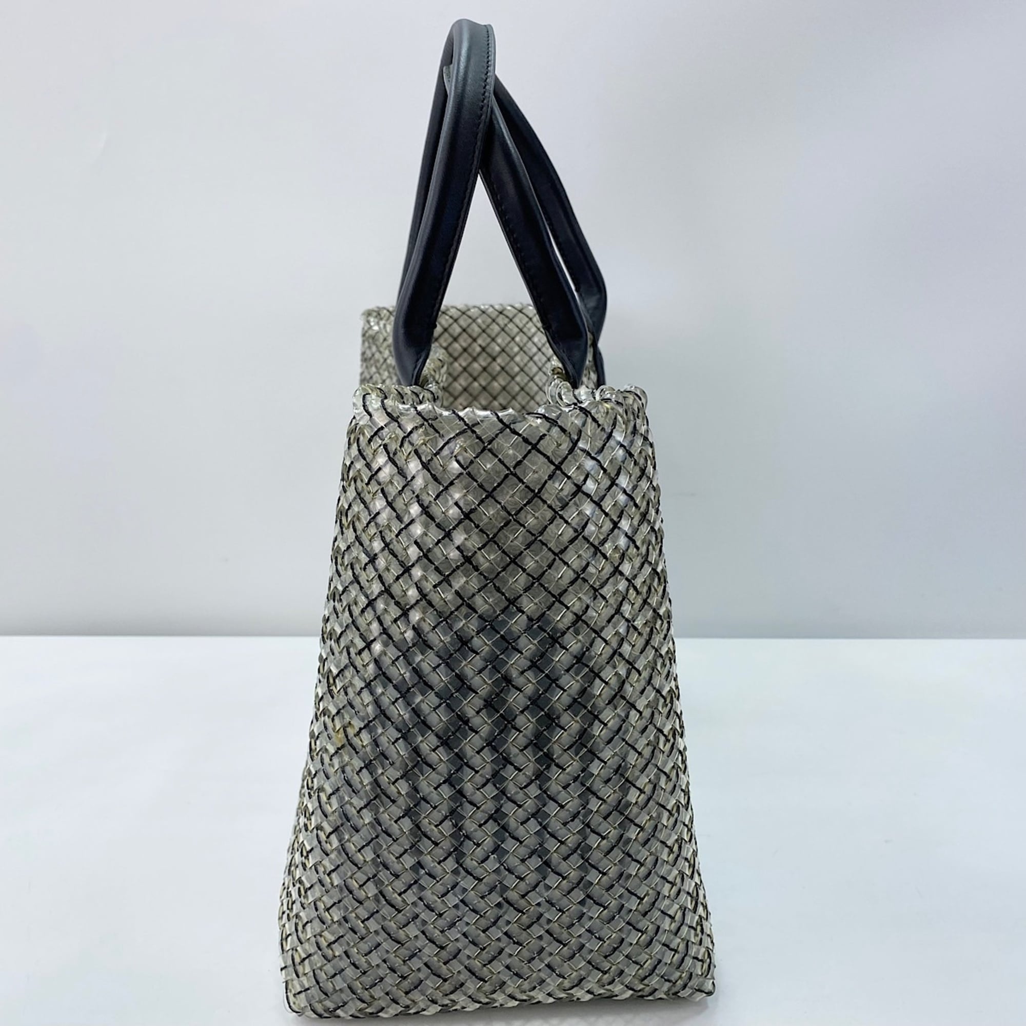 Bottega Veneta Intrecciato Black Pvc Tote Bag (Pre-Owned)