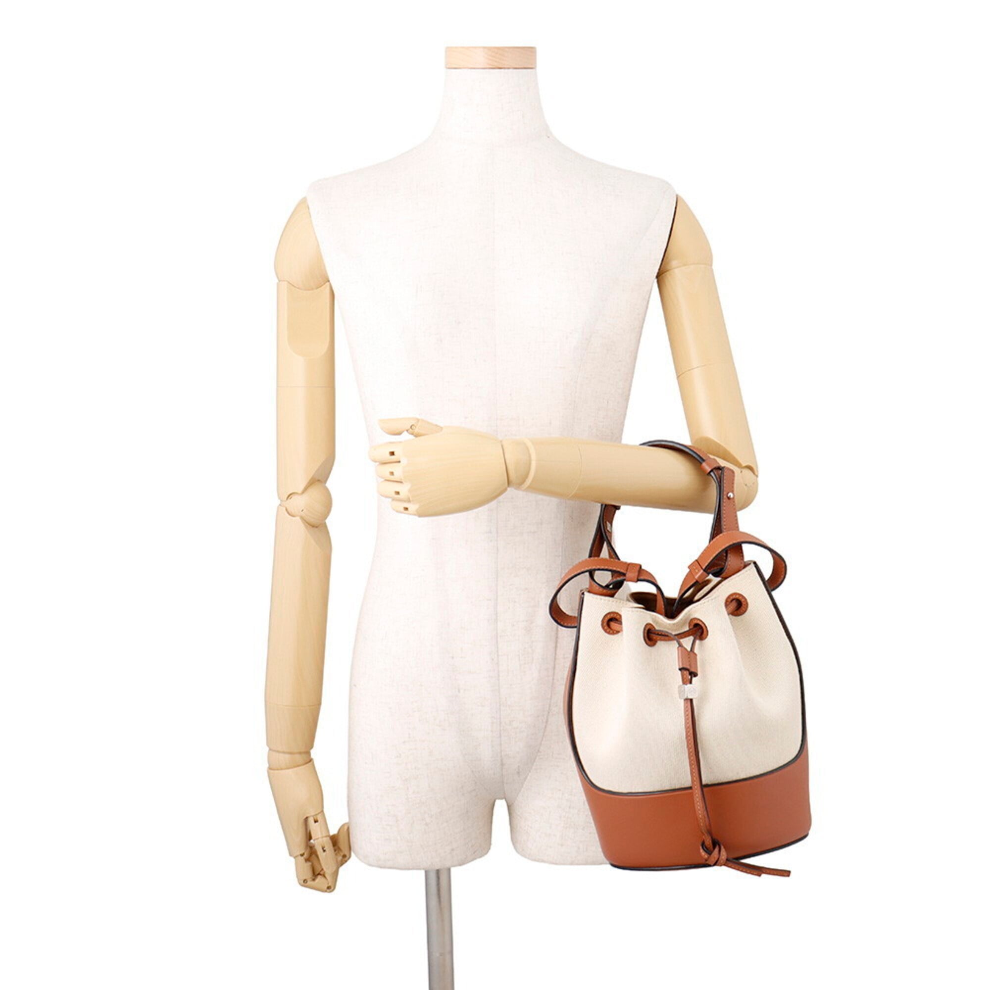 Loewe Beige Brown Canvas Leather Handbag Shoulder Bag (Pre-Owned)