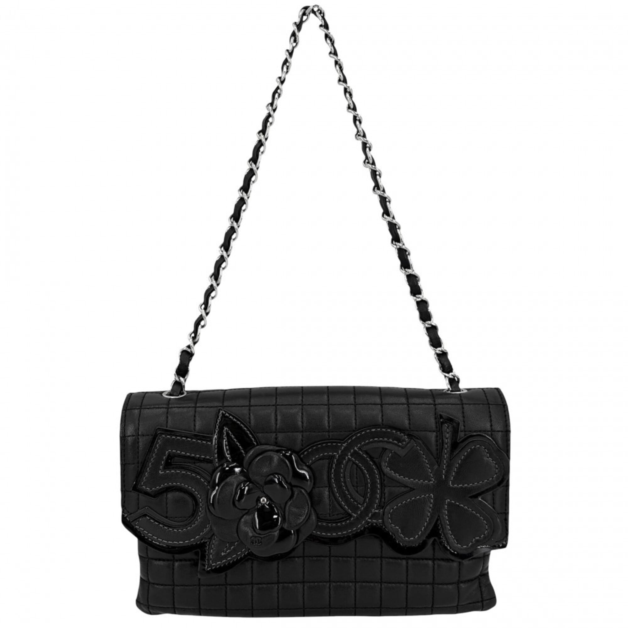 Chanel Chocolate Bar Black Leather Handbag Shoulder Bag (Pre-Owned)