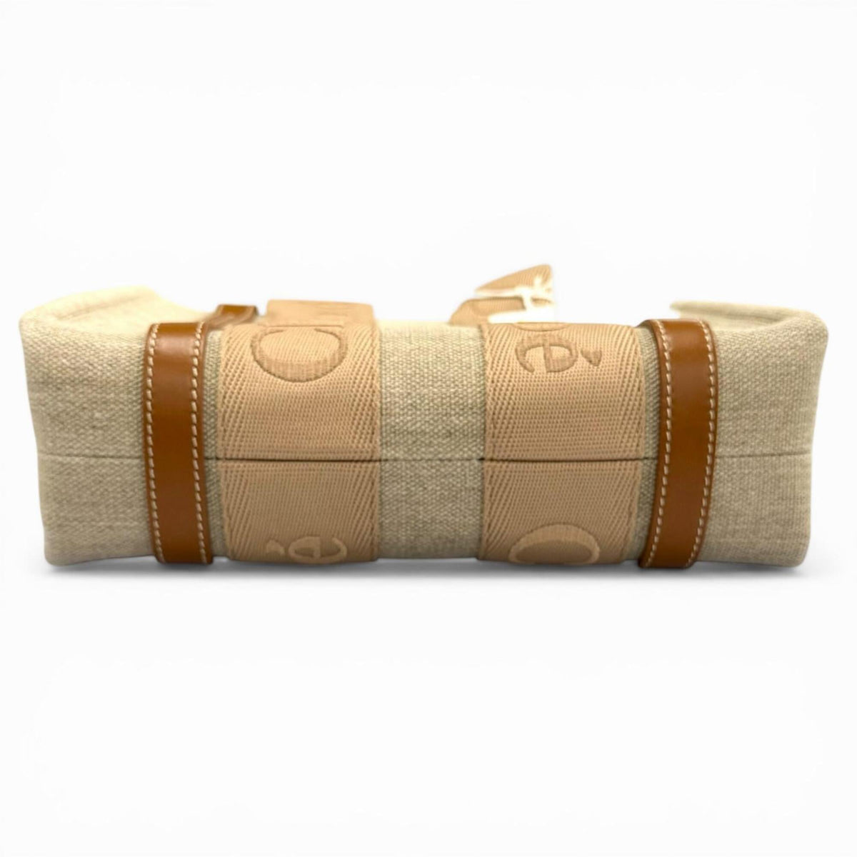 Chloé Beige Leather Linen Handbag Tote Bag (Pre-Owned)