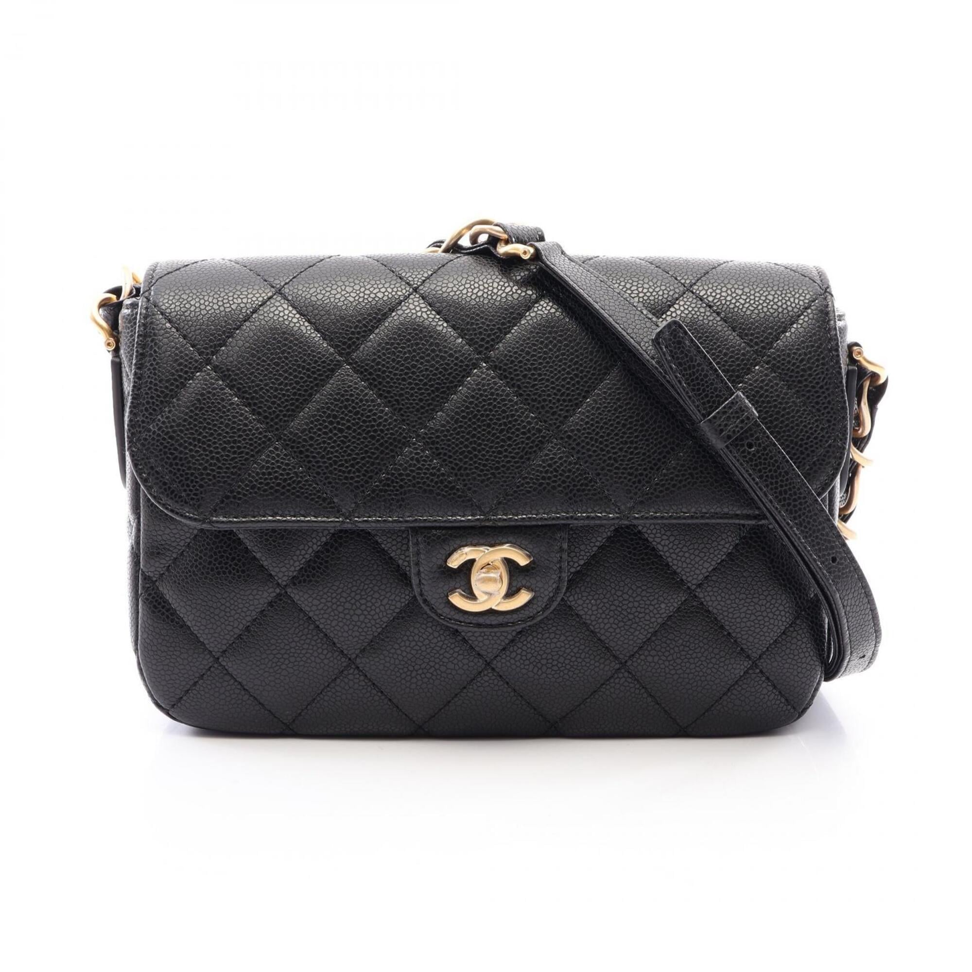 Chanel Black Grained Calfskin Handbag Shoulder Bag (Pre-Owned)