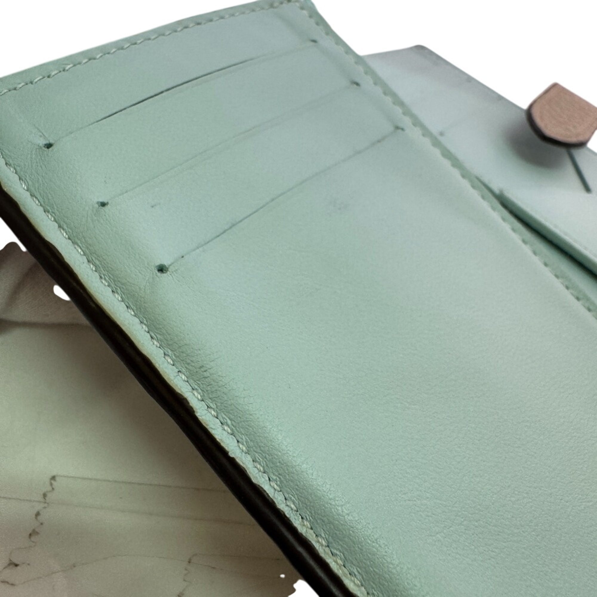 Louis Vuitton Beige Blue Leather Wallet (Bi-Fold) (Pre-Owned)