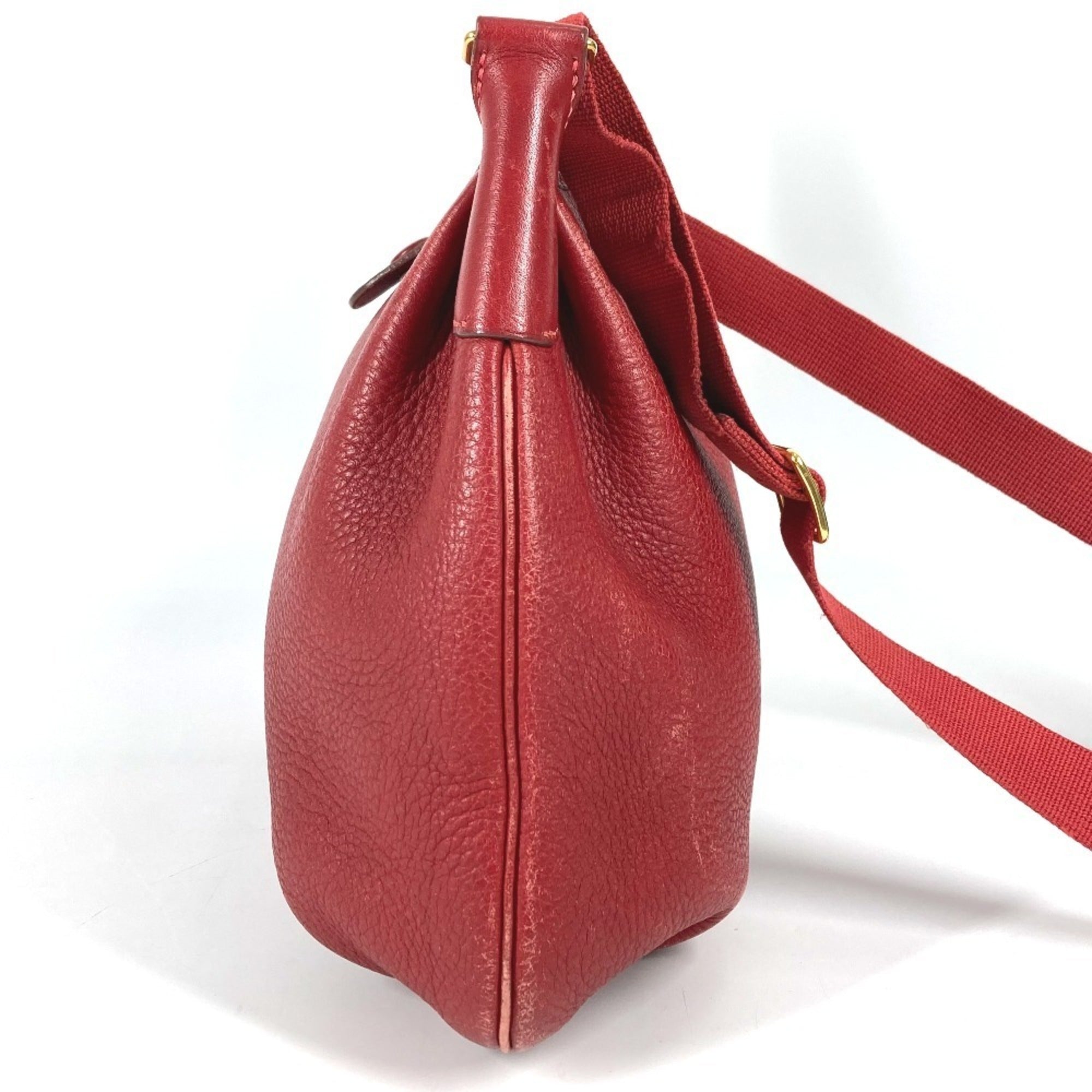 Hermes Red Color Leather Pochette Shoulder Bag (Pre-Owned)