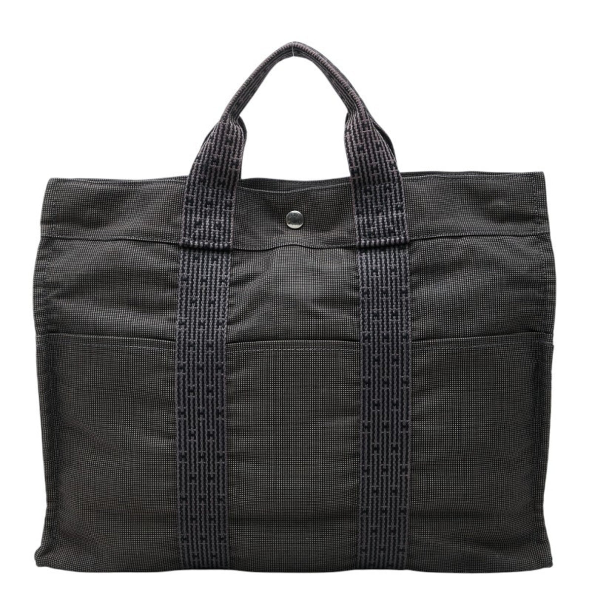 Hermes Gray Canvas Handbag Tote Bag (Pre-Owned)