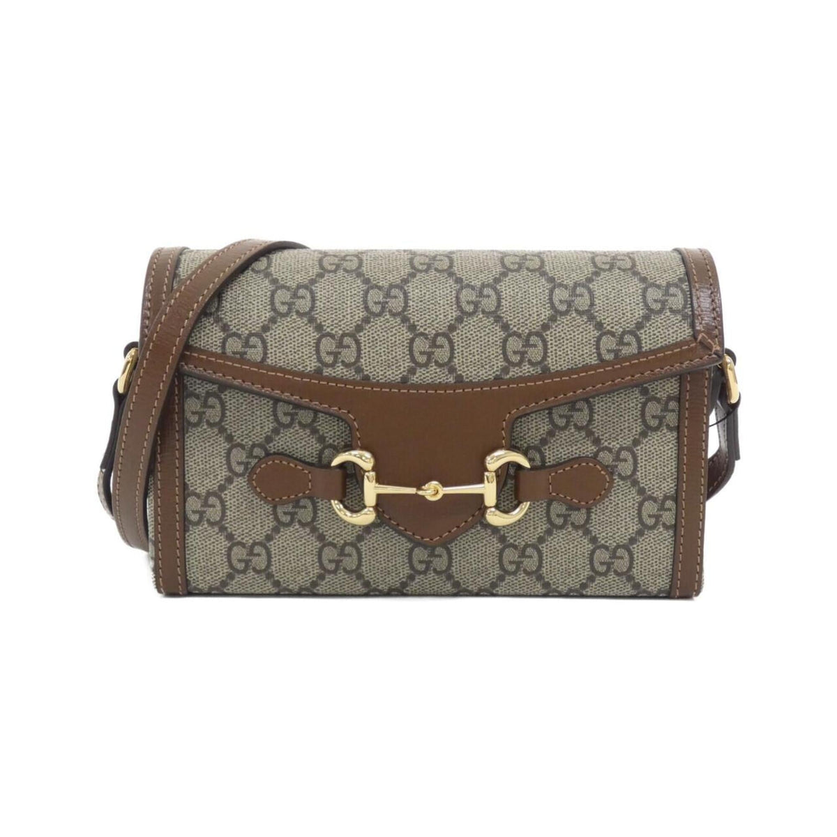 Gucci Beige Brown Gg Supreme Leather Shoulder Bag (Pre-Owned)