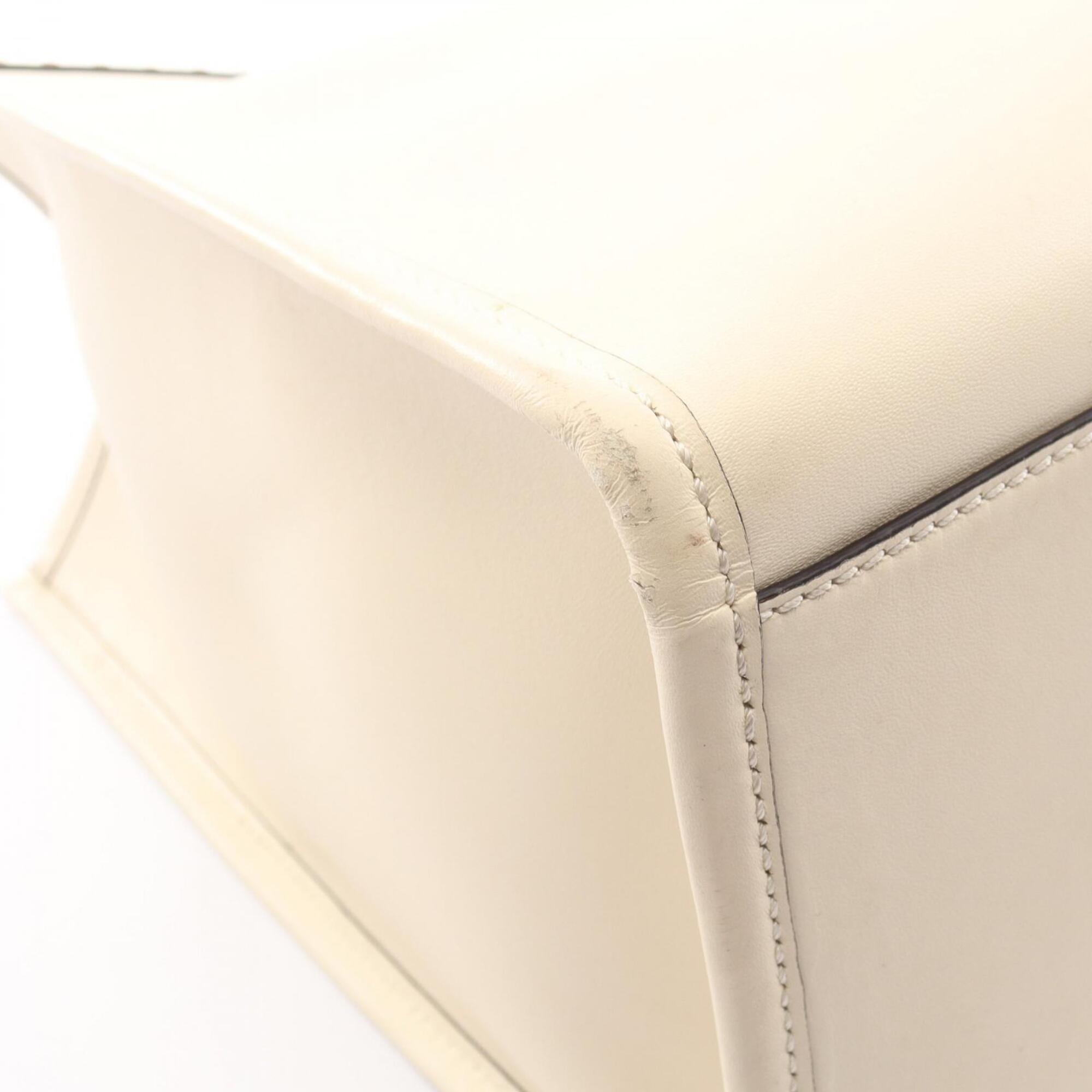 Fendi Gray Ivory Leather Handbag Tote Bag (Pre-Owned)