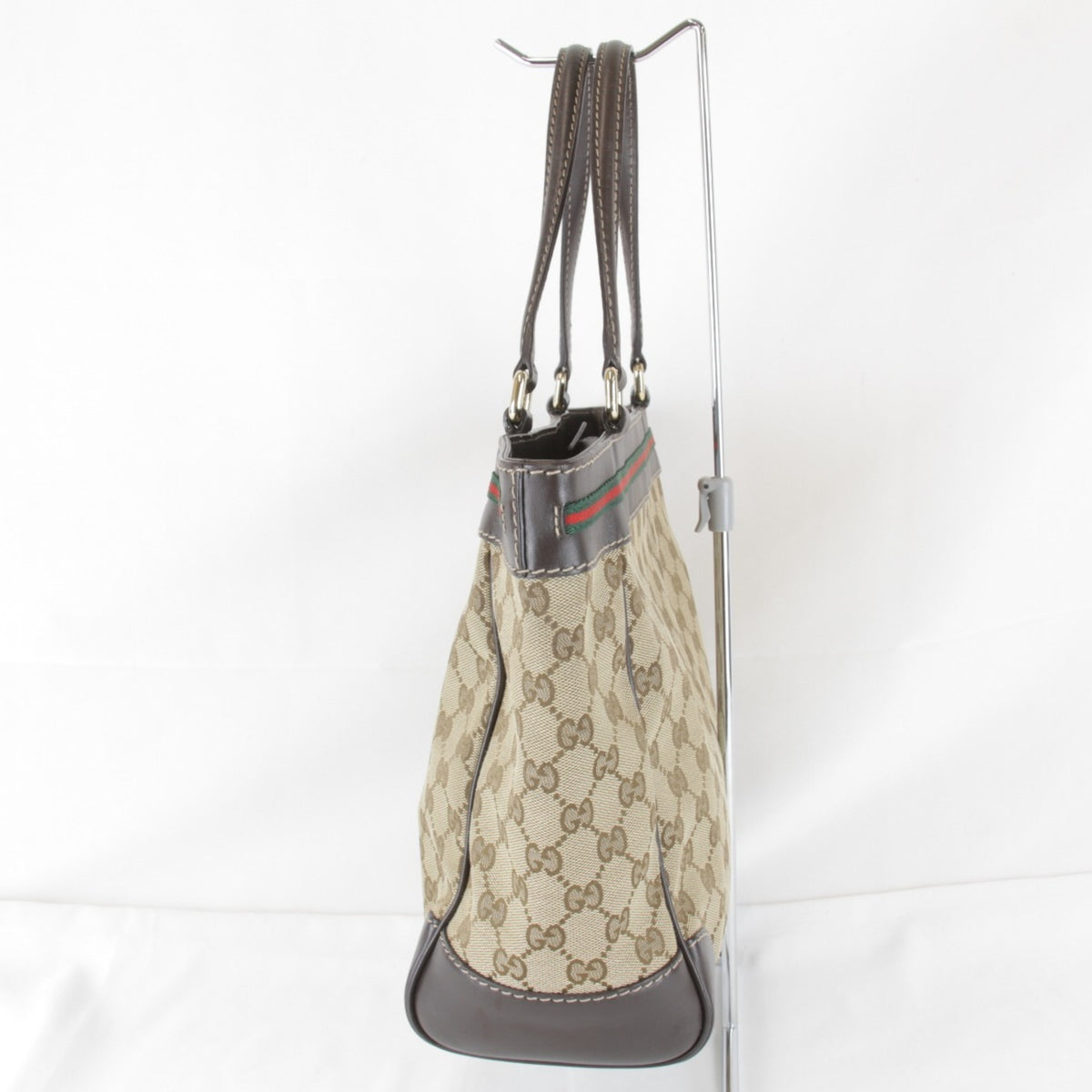 Gucci Brown Gg Canvas Leather Tote Bag (Pre-Owned)