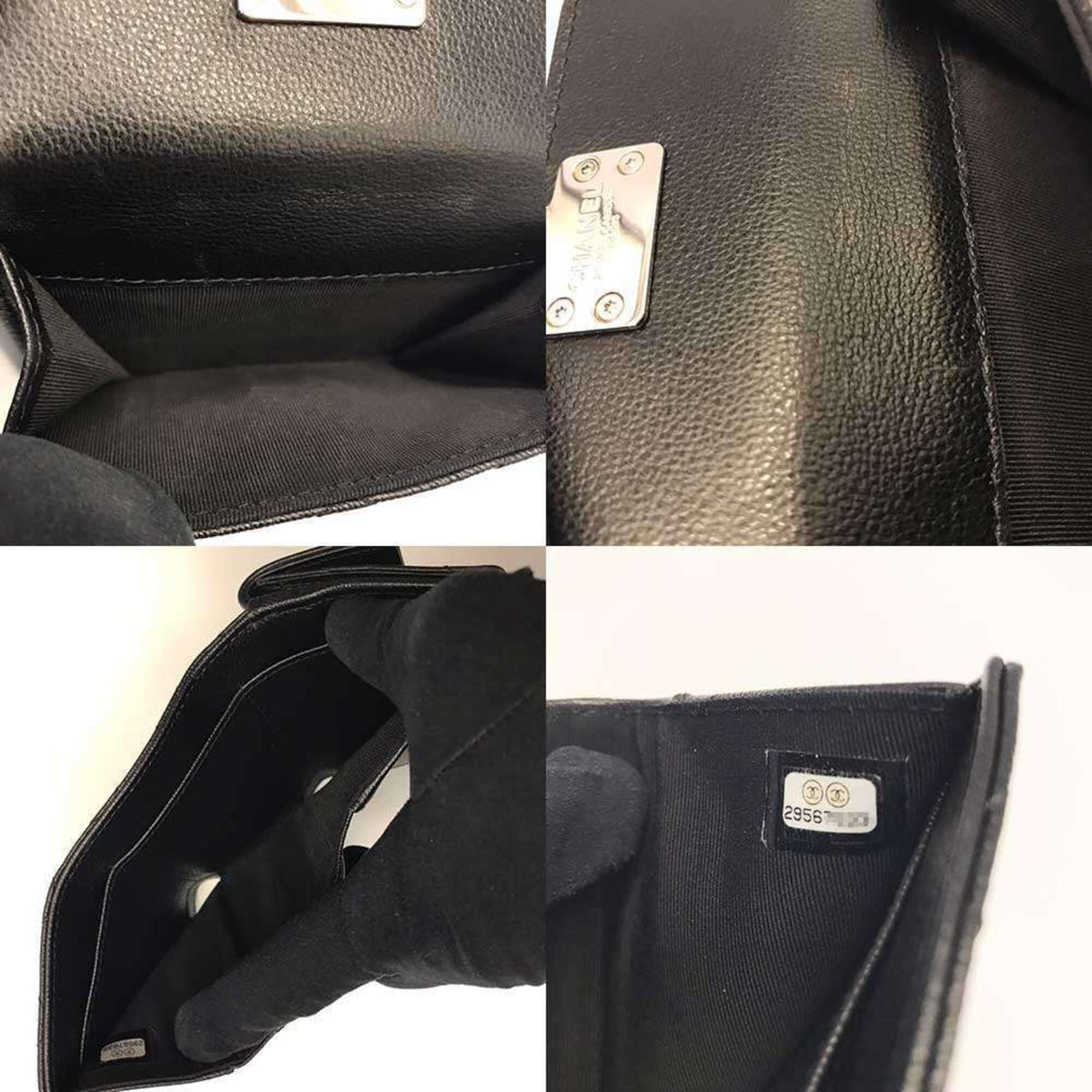 Chanel Black Grained Calfskin Wallet (Tri-Fold) (Pre-Owned)