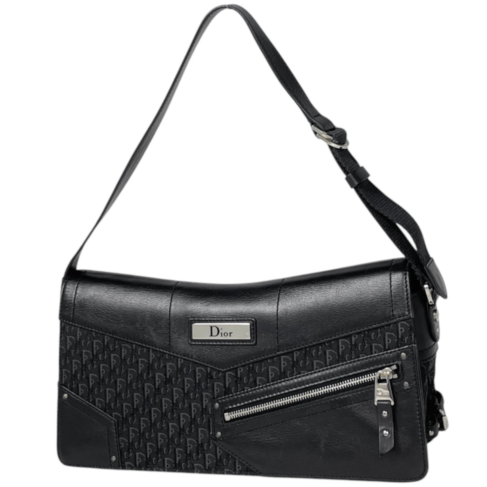 Christian Dior Black Canvas Leather Shoulder Bag (Pre-Owned)