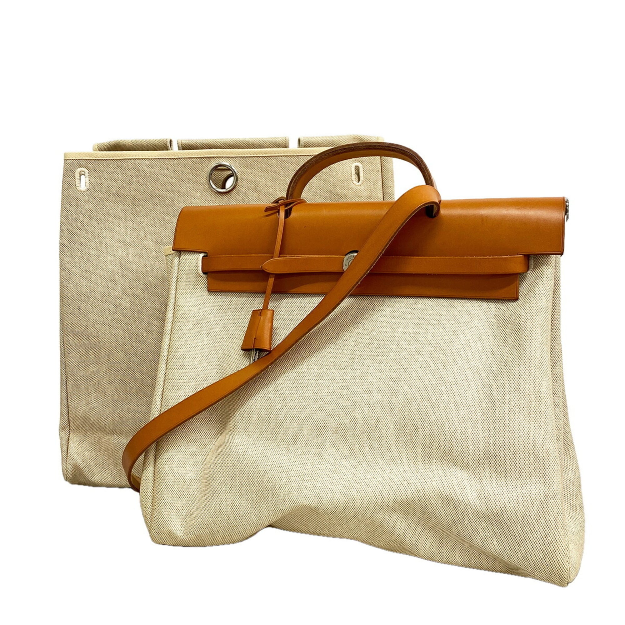 Hermes Natural Toile H Handbag (Pre-Owned)