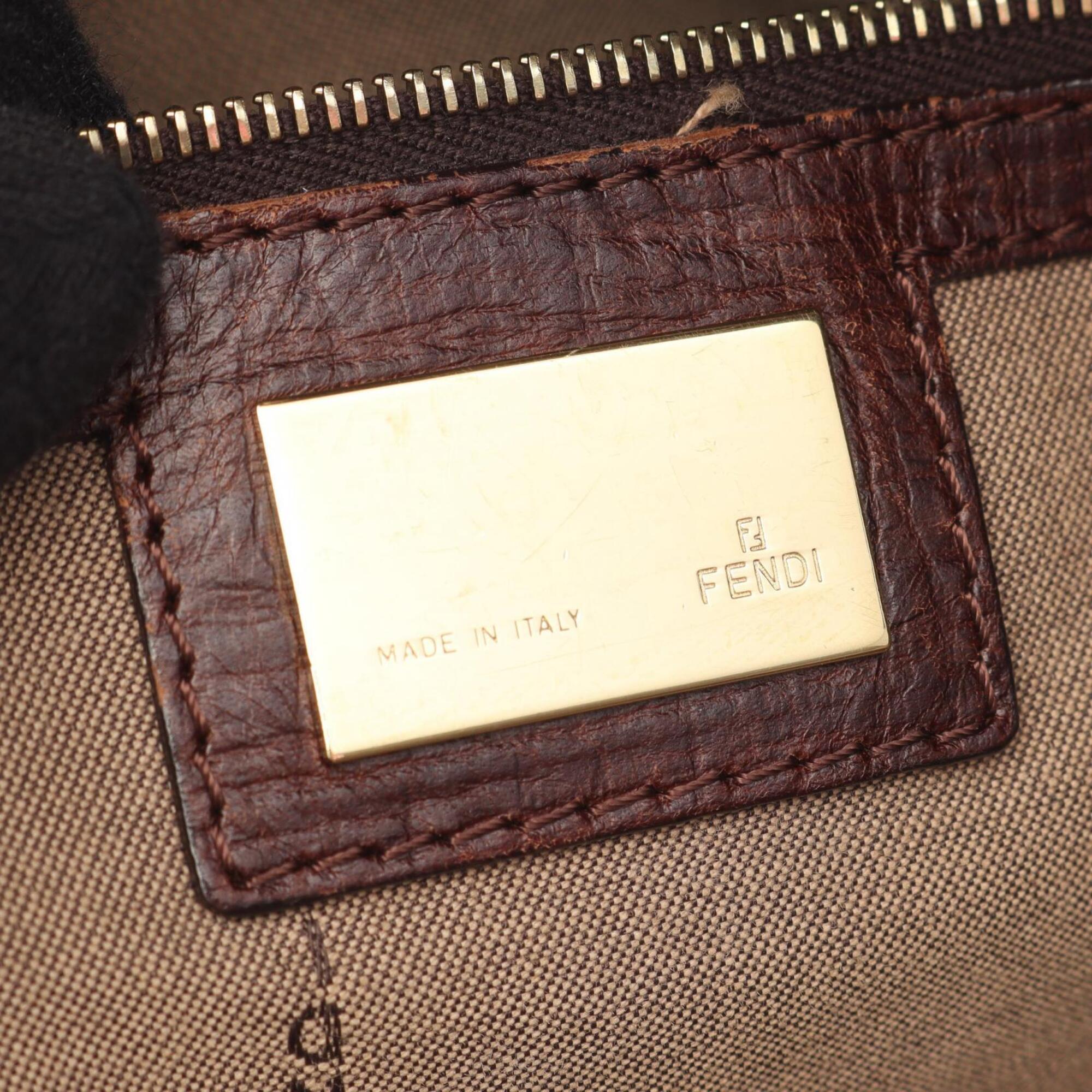 Fendi Beige Brown Canvas Leather Handbag Tote Bag (Pre-Owned)