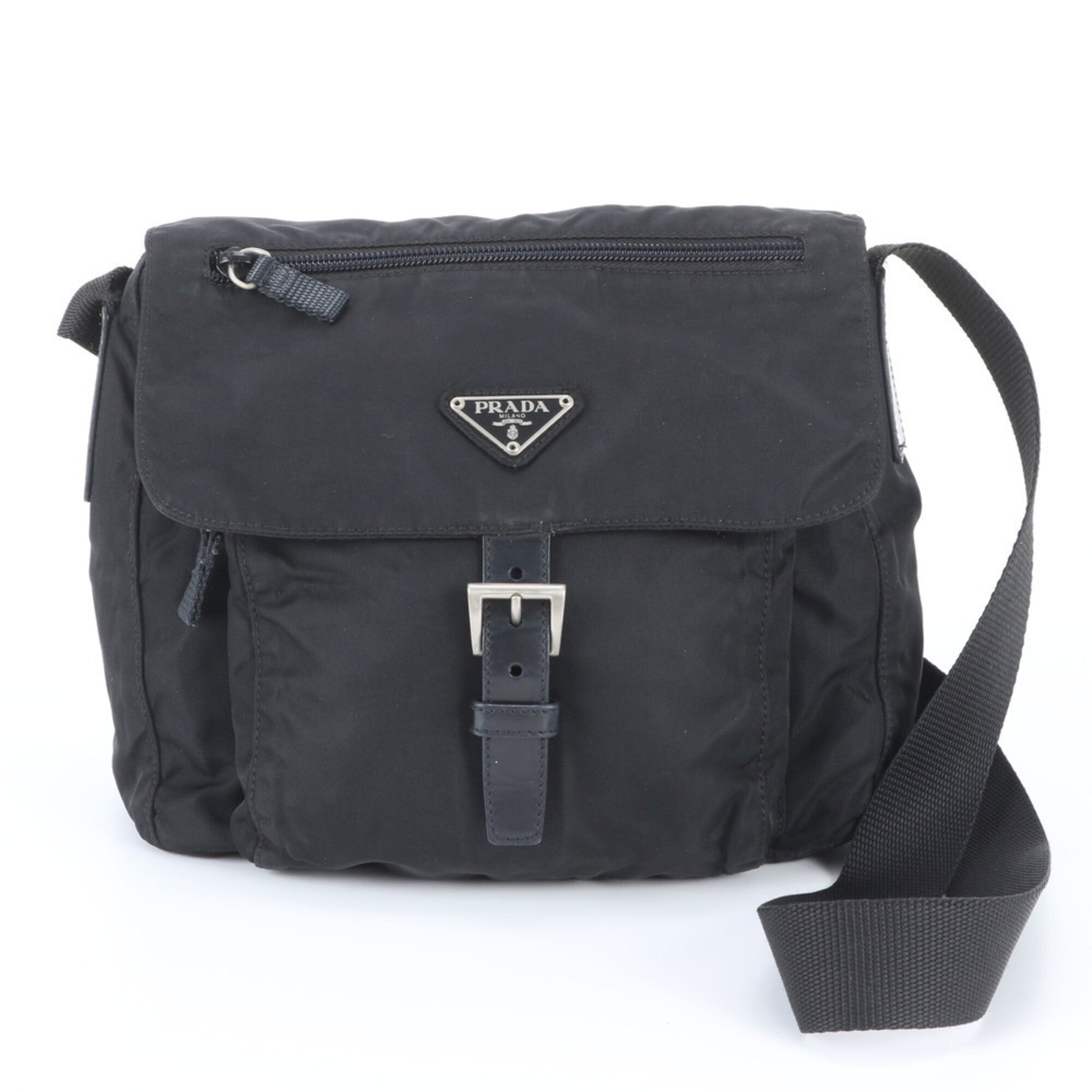 Prada Black Nylon Leather Shoulder Bag (Pre-Owned)