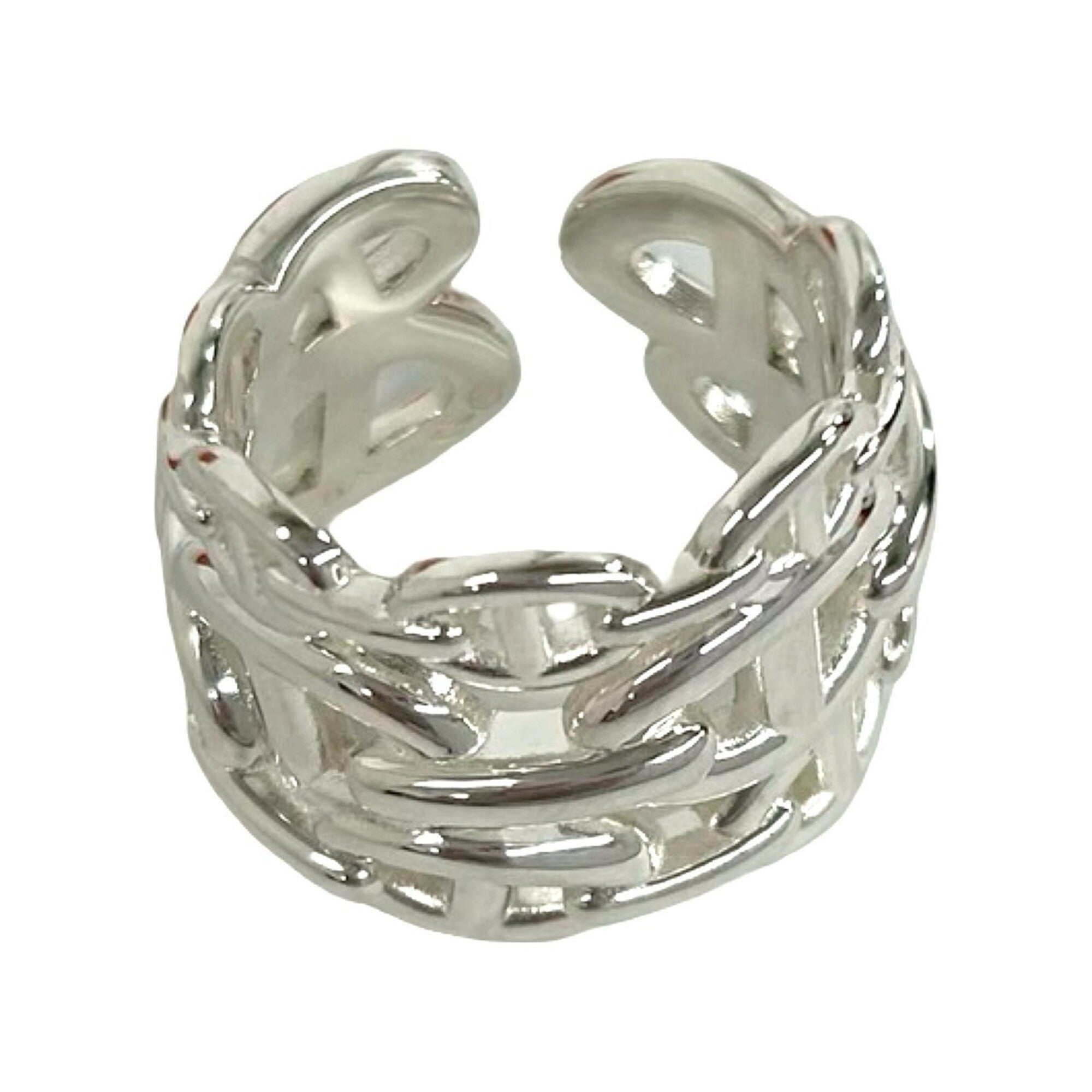 Hermes Silver Silver 925 Band Ring (Pre-Owned)
