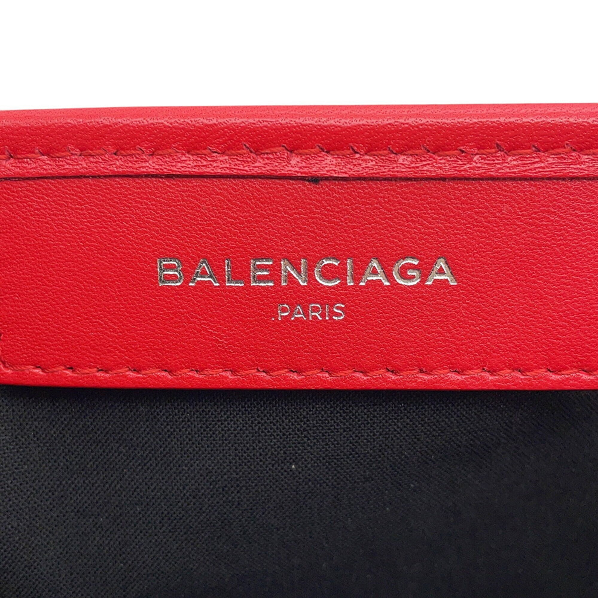 Balenciaga Red Color Leather Handbag Pouch Tote Bag (Pre-Owned)