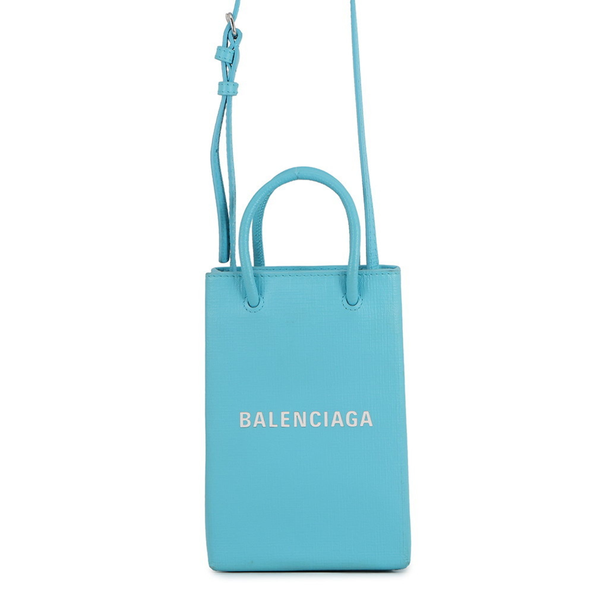 Balenciaga Light Blue Leather Handbag Shoulder Bag (Pre-Owned)