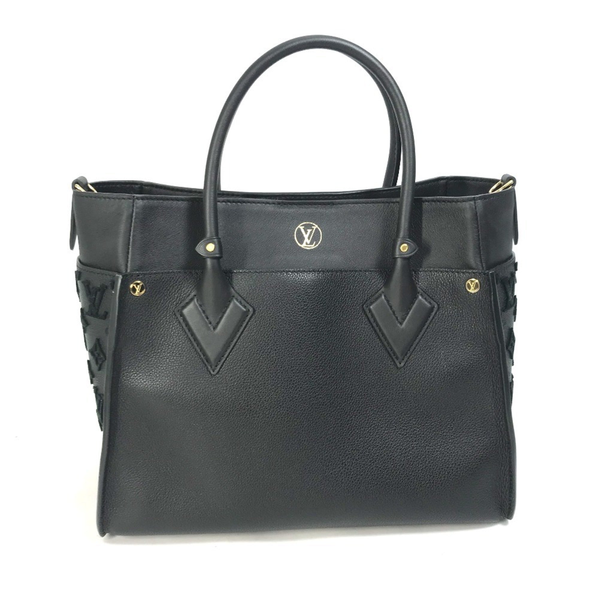Louis Vuitton Black Leather Handbag Shoulder Bag Tote Bag (Pre-Owned)