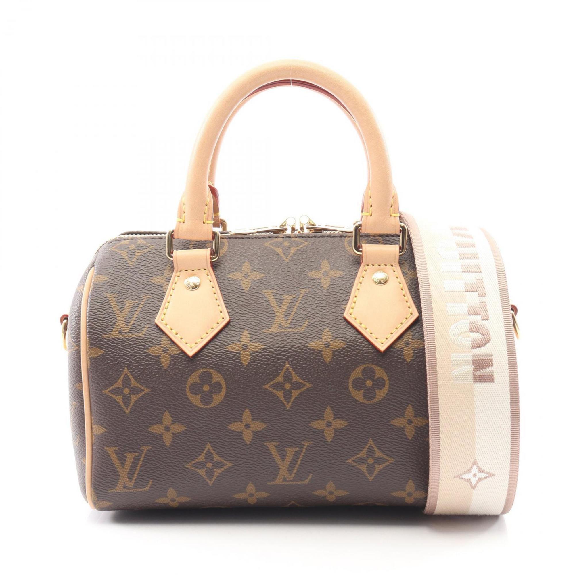 Louis Vuitton Beige Brown Monogram Coated Canvas Leather Handbag (Pre-Owned)