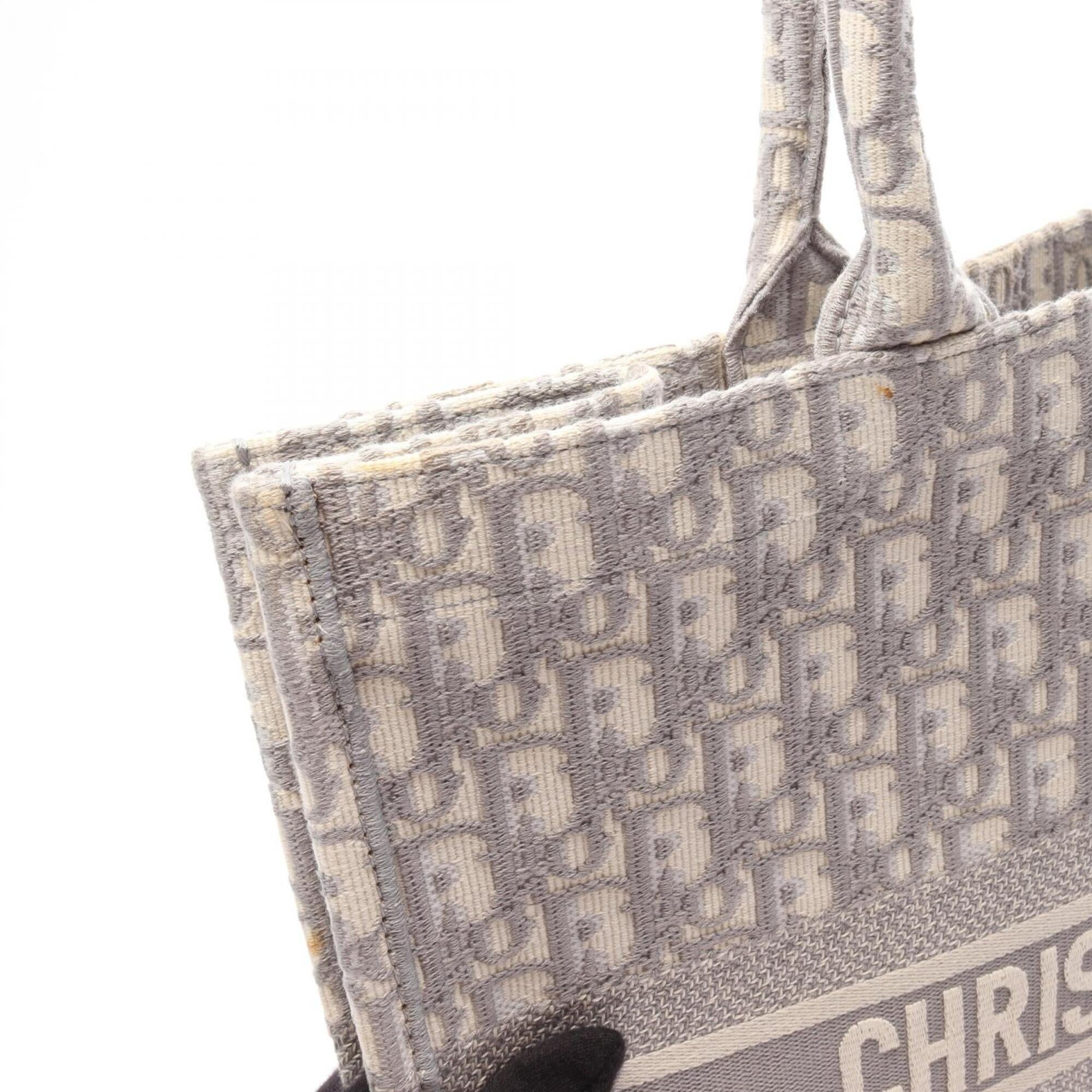 Christian Dior Gray White Canvas Handbag Tote Bag (Pre-Owned)