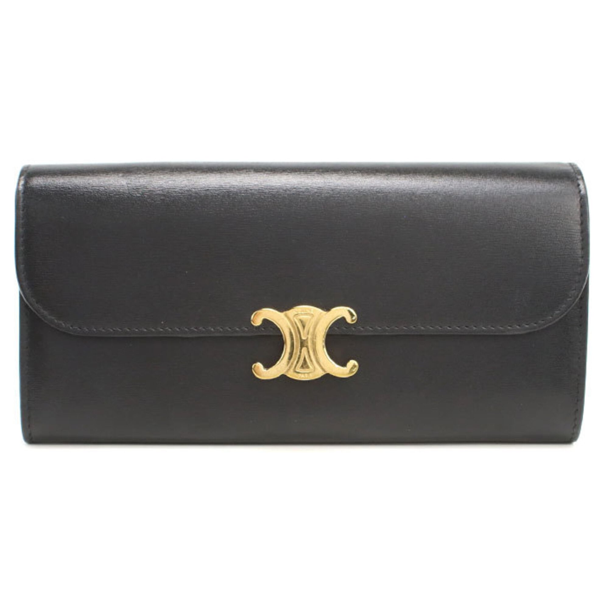Celine Black Leather Long Wallet (Bi-Fold) (Pre-Owned)