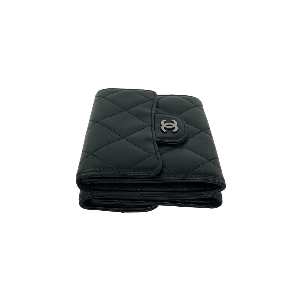 Chanel Black Leather Wallet (Tri-Fold) (Pre-Owned)