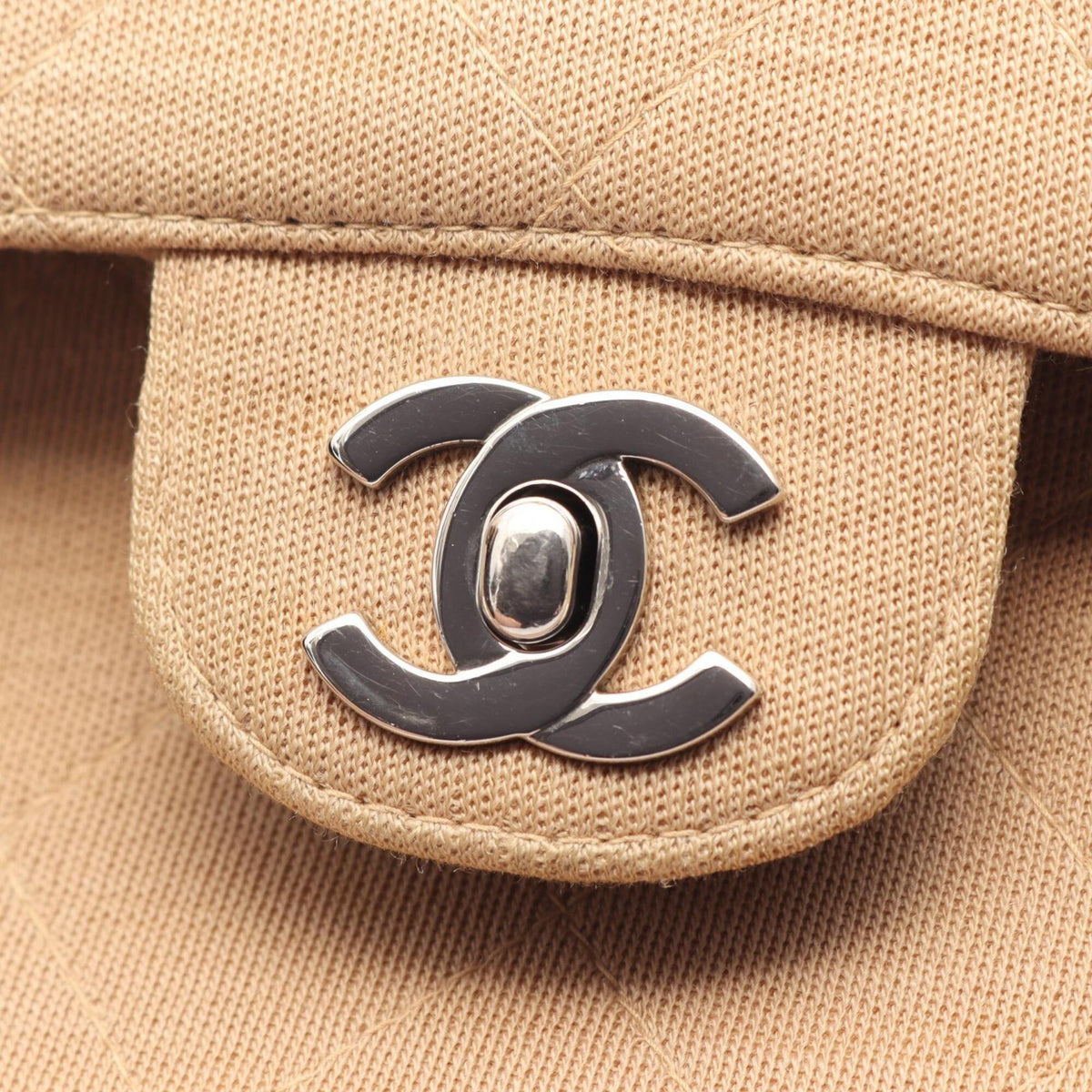 Chanel Beige Cotton Handbag Shoulder Bag (Pre-Owned)