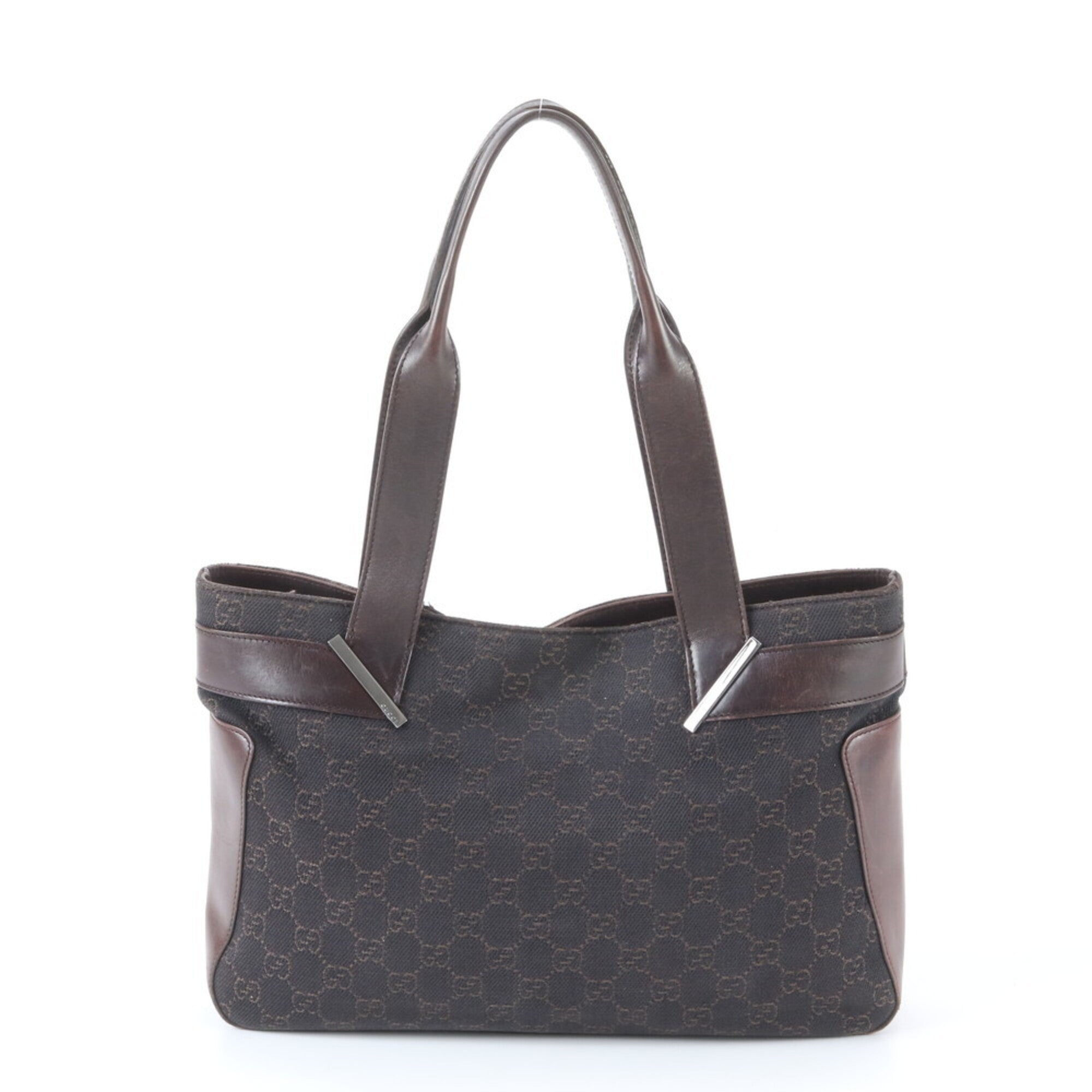 Gucci Gg Canvas Black Leather Canvas Tote Bag (Pre-Owned)