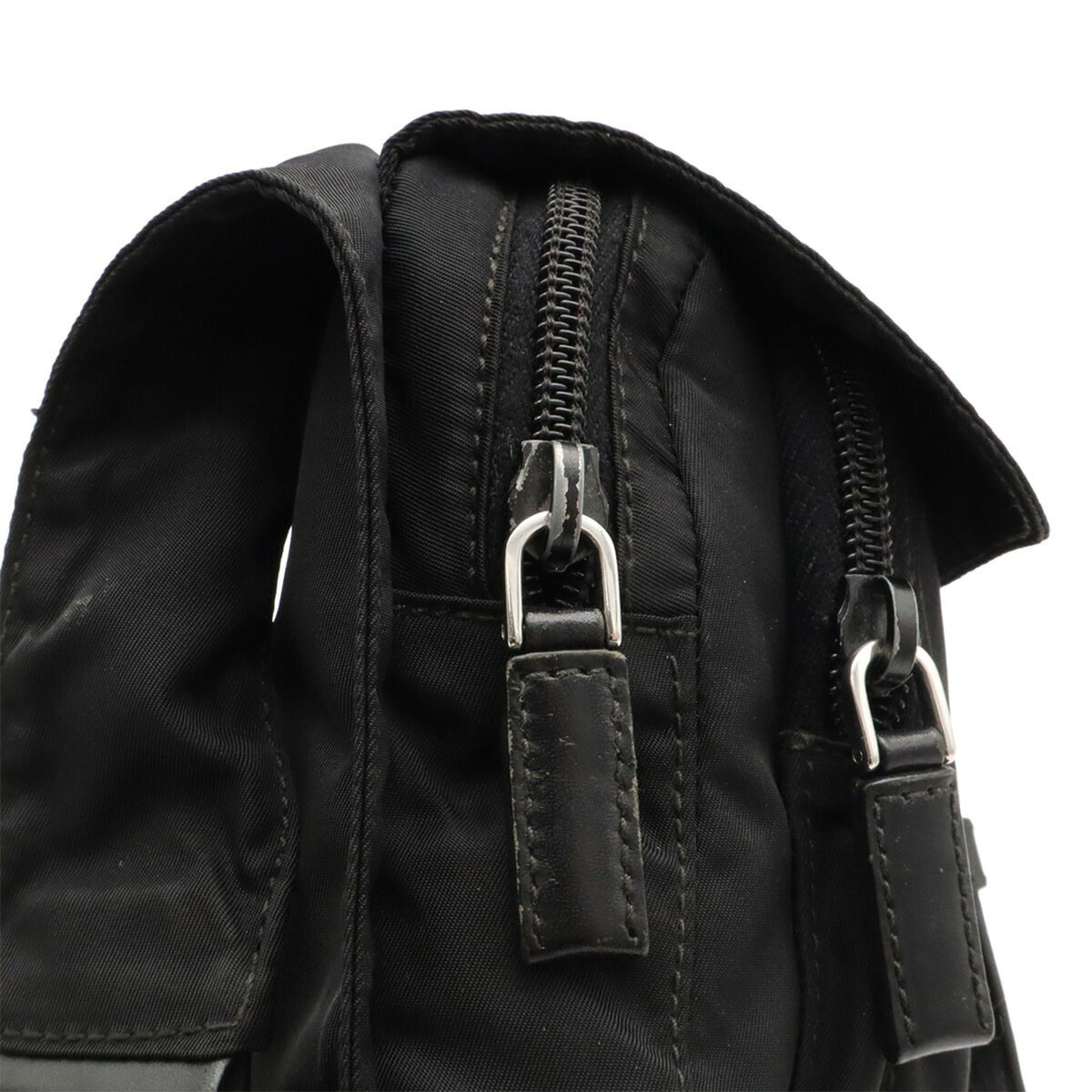 Prada Black Nero Nylon Leather Pochette Shoulder Bag (Pre-Owned)