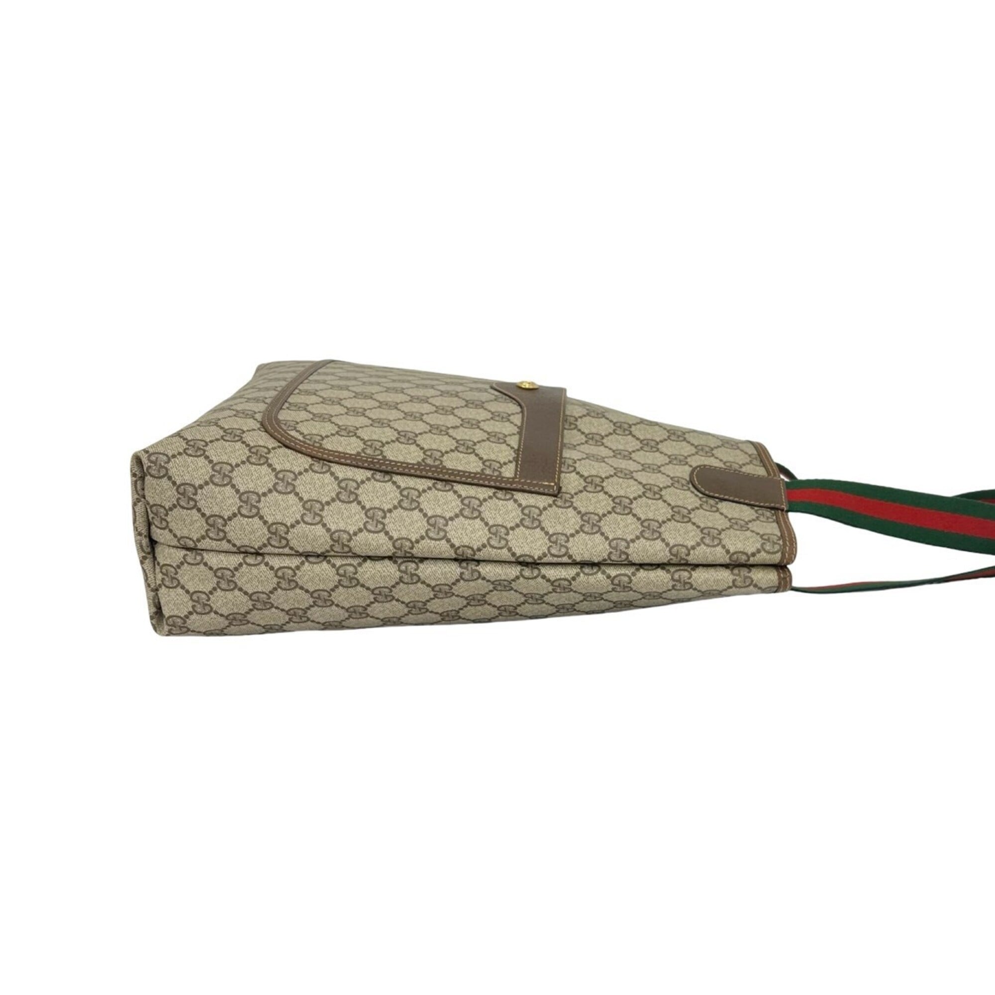 Gucci Brown Green Red Color Leather Pvc Shoulder Bag Tote Bag (Pre-Owned)