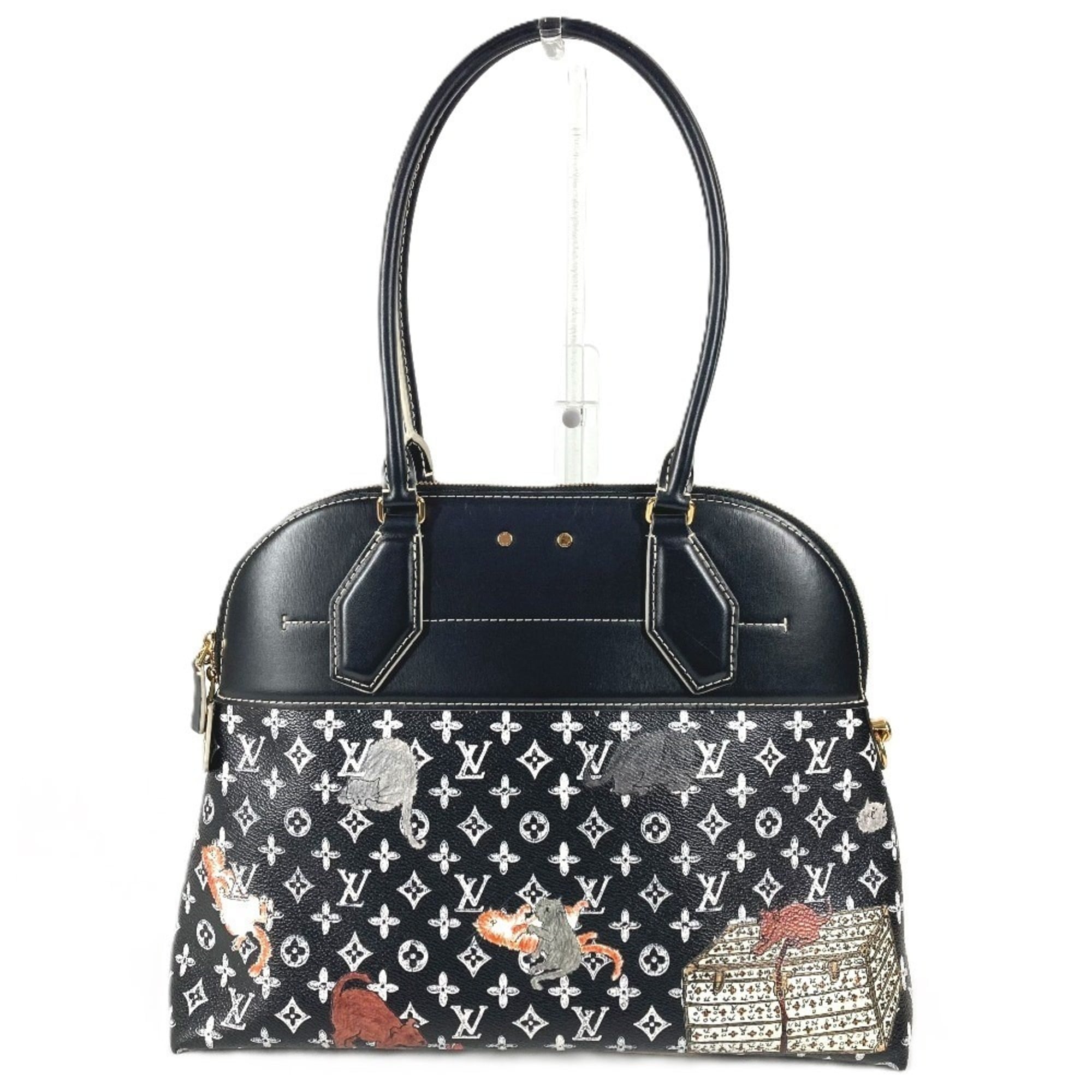 Louis Vuitton Black Noir Leather Shoulder Bag Tote Bag (Pre-Owned)