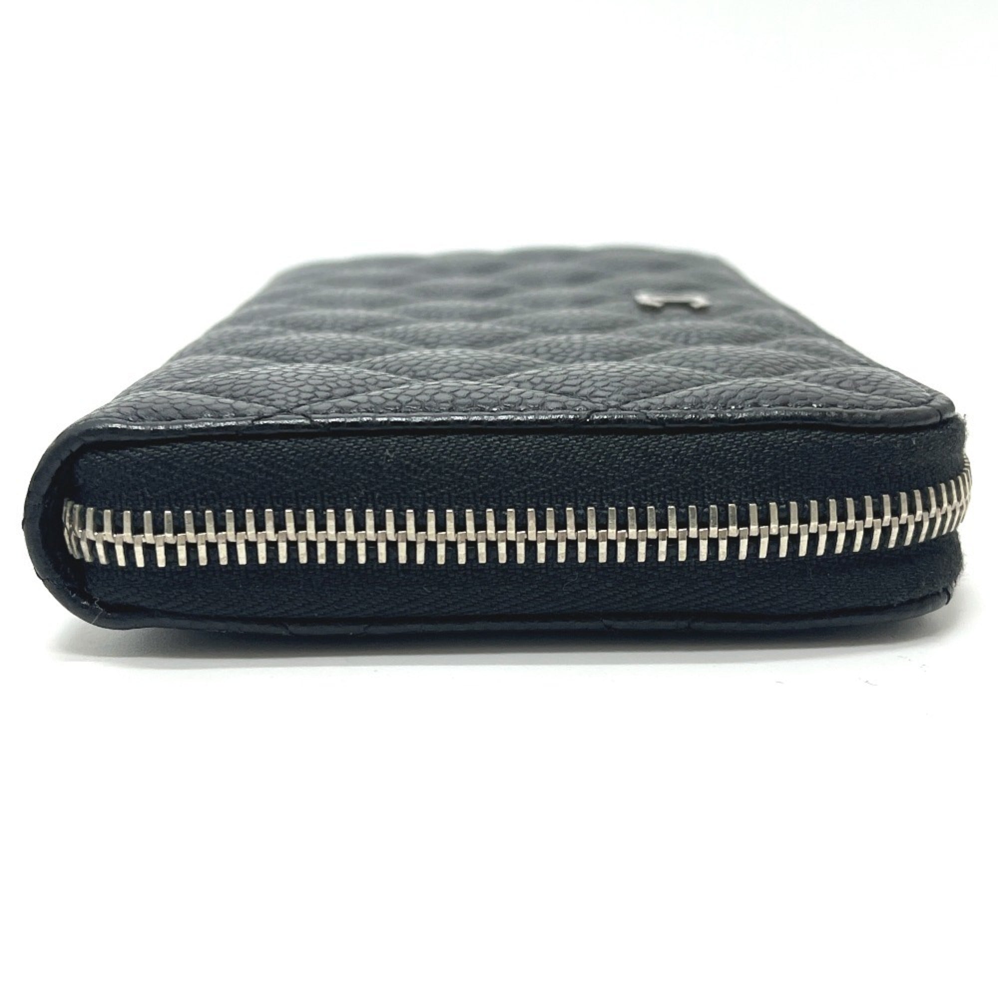 Chanel Black Grained Calfskin Long Wallet (Bi-Fold) (Pre-Owned)