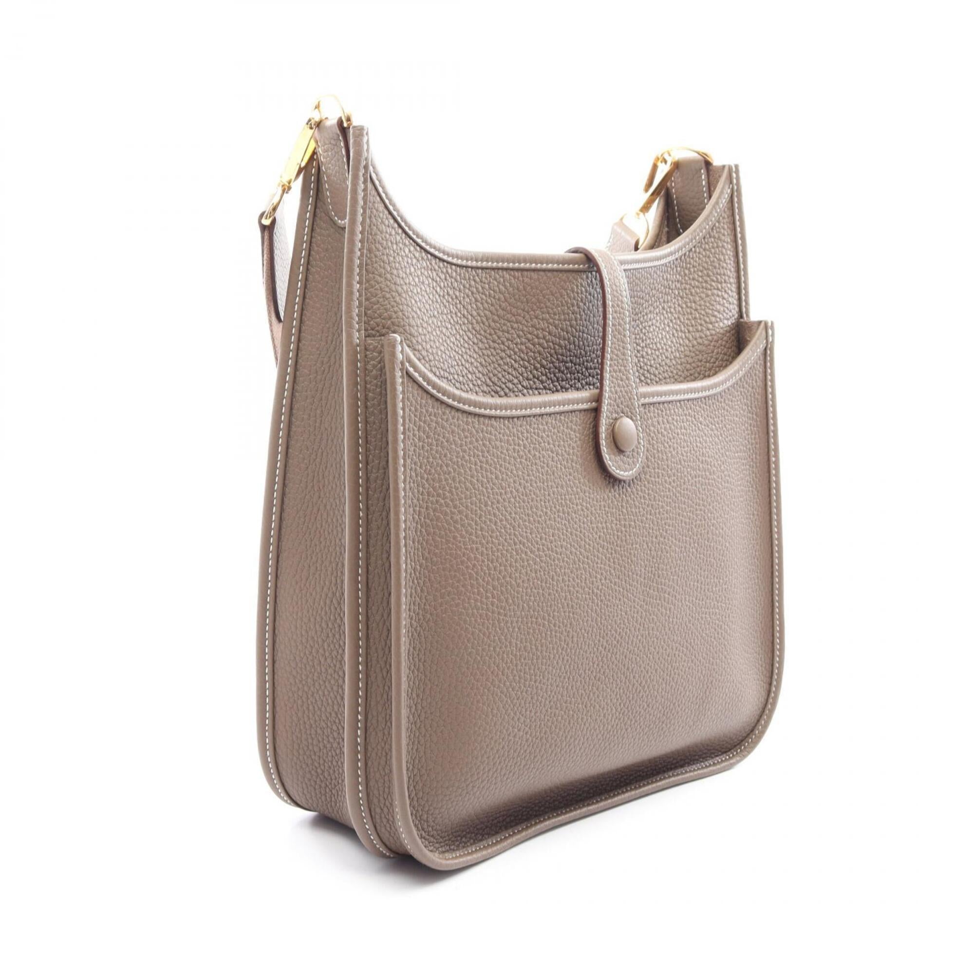 Hermes Evelyne Etoupe Gray Gray Taurillon Clemence Leather Handbag Shoulder Bag (Pre-Owned)