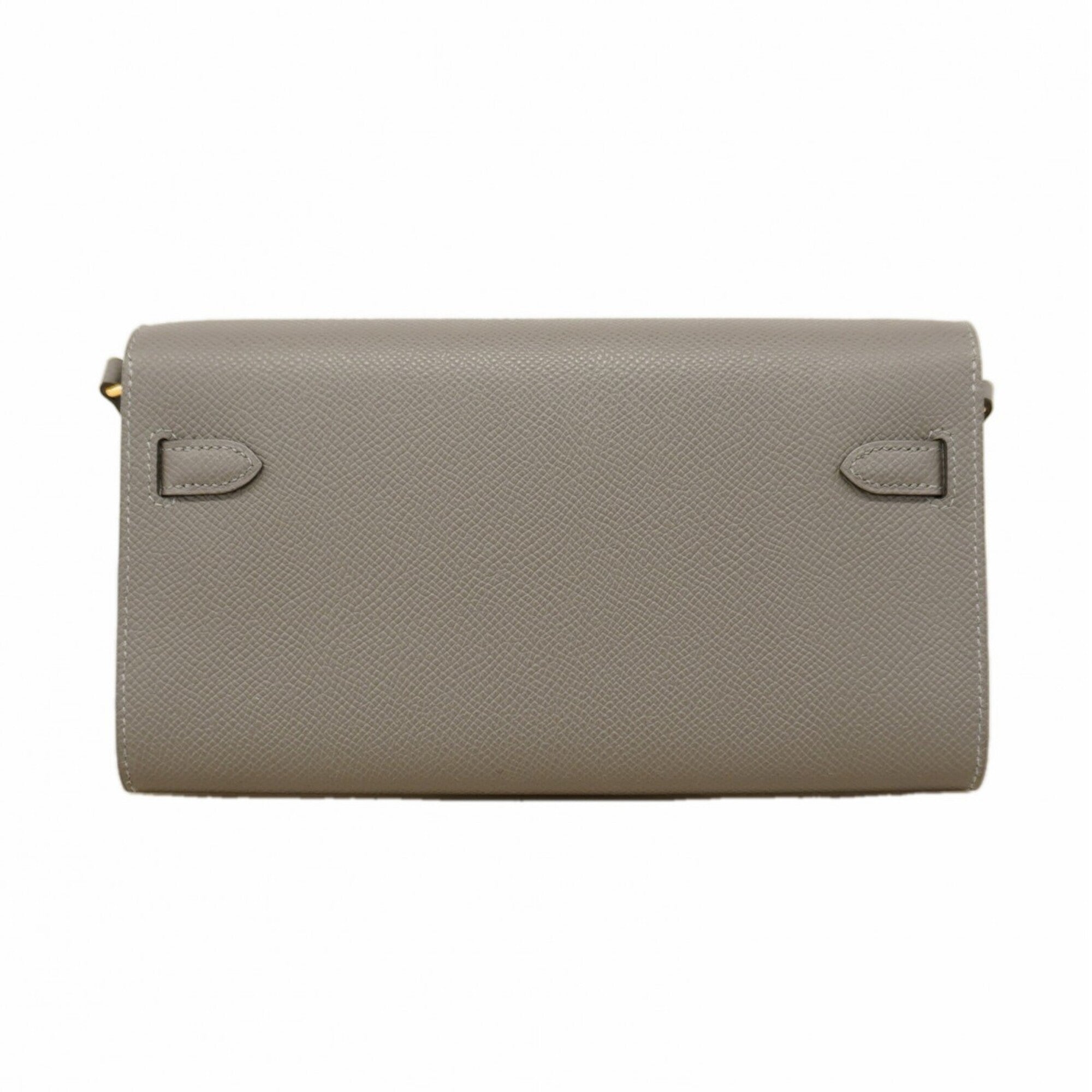 Hermes Gray Epsom Leather Chain/Shoulder Wallet (Pre-Owned)