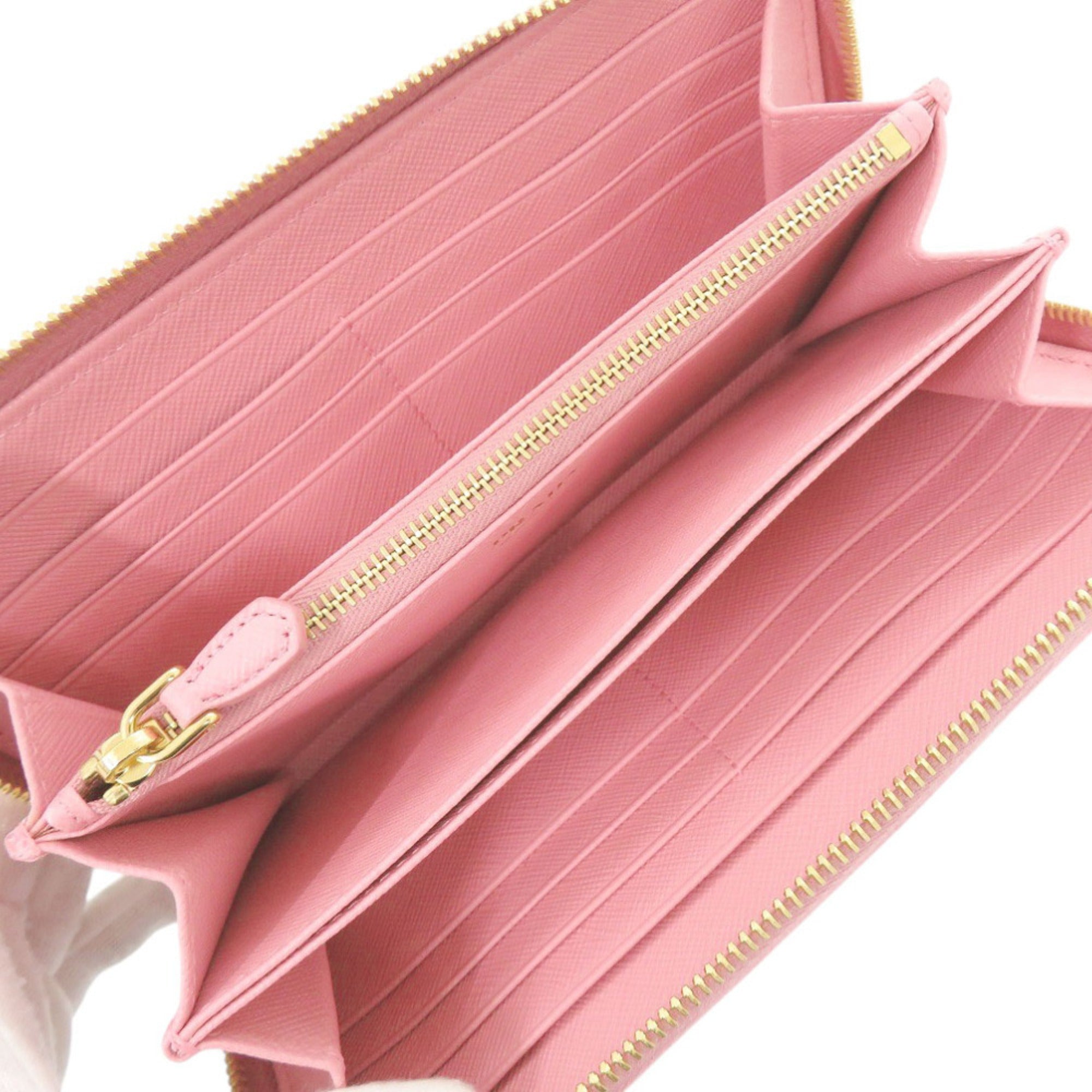 Prada Pink Leather Long Wallet (Bi-Fold) (Pre-Owned)