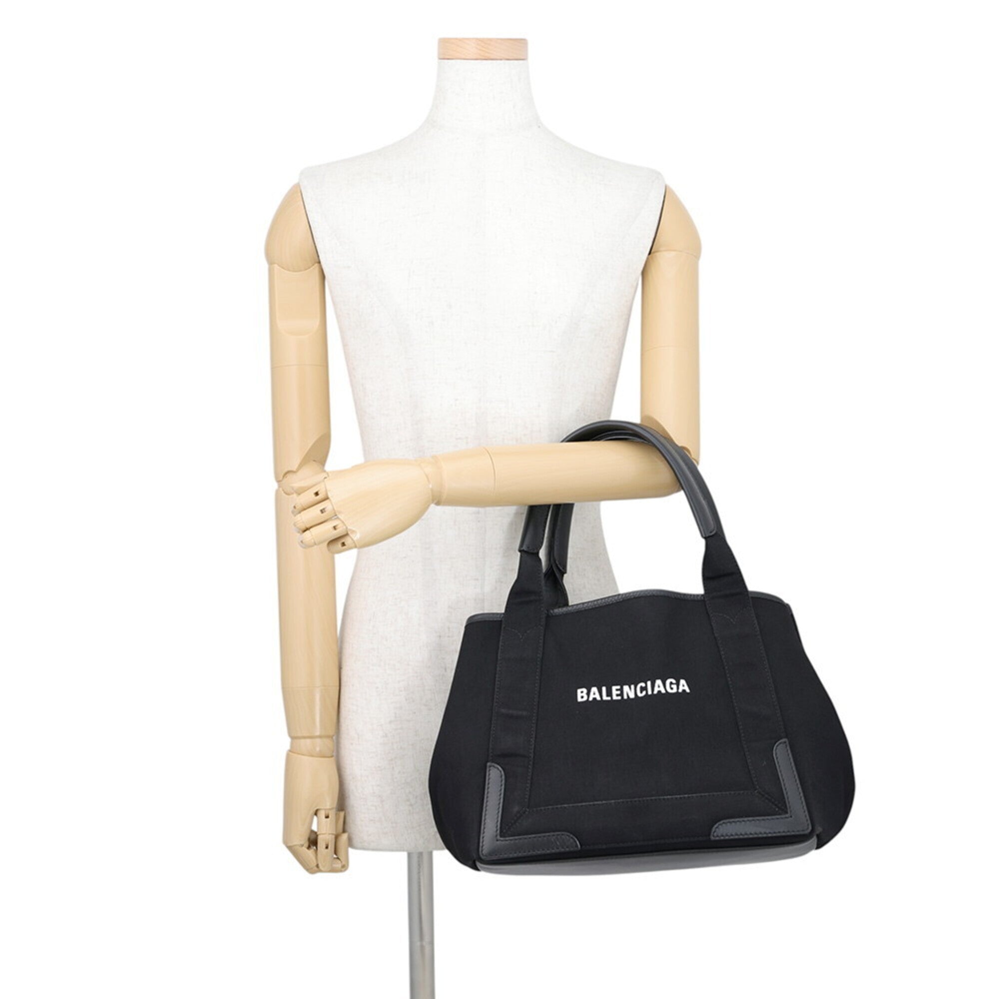 Balenciaga Black Canvas Leather Handbag Tote Bag (Pre-Owned)