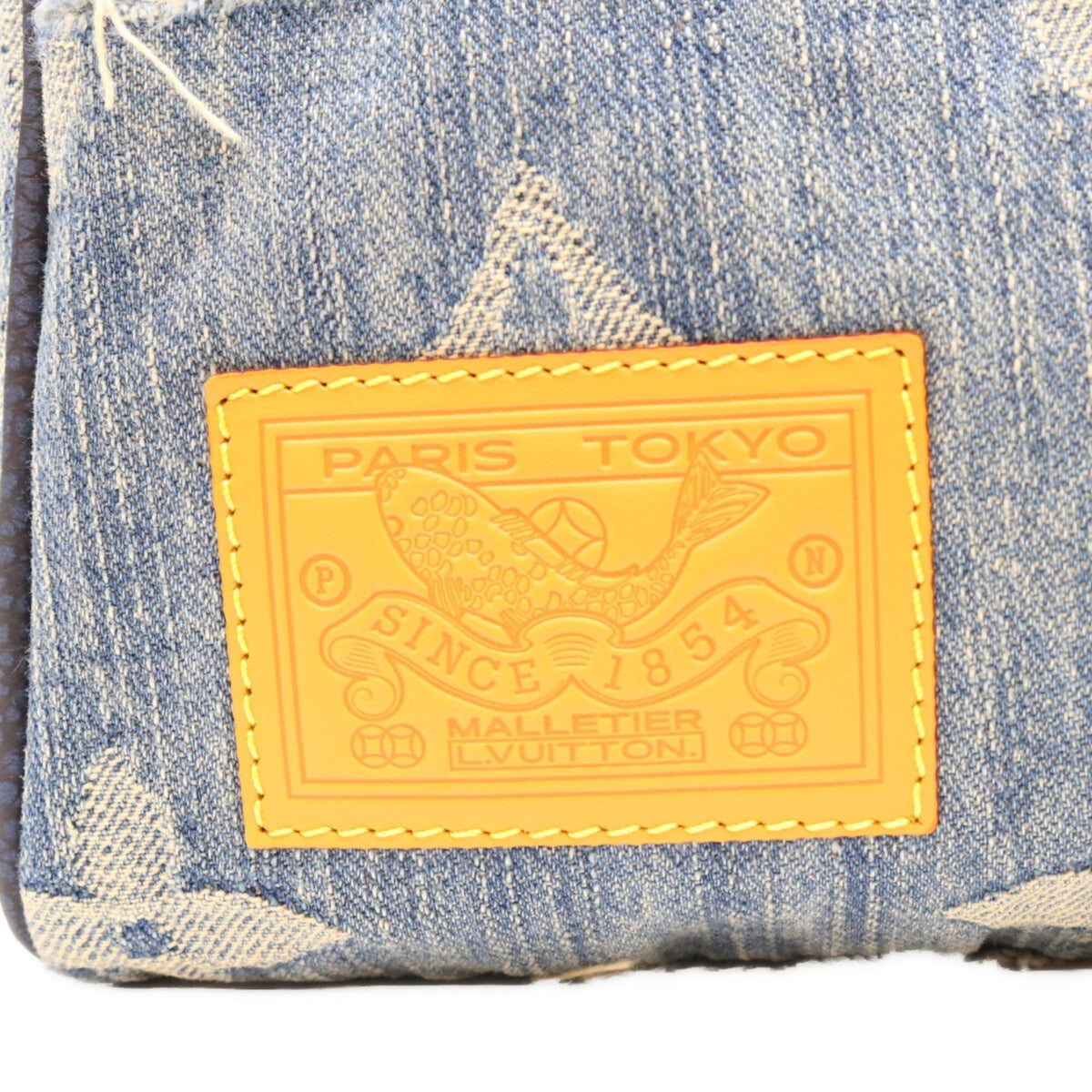 Louis Vuitton Gold Monogram Denim Boston Bag Shoulder Bag (Pre-Owned)