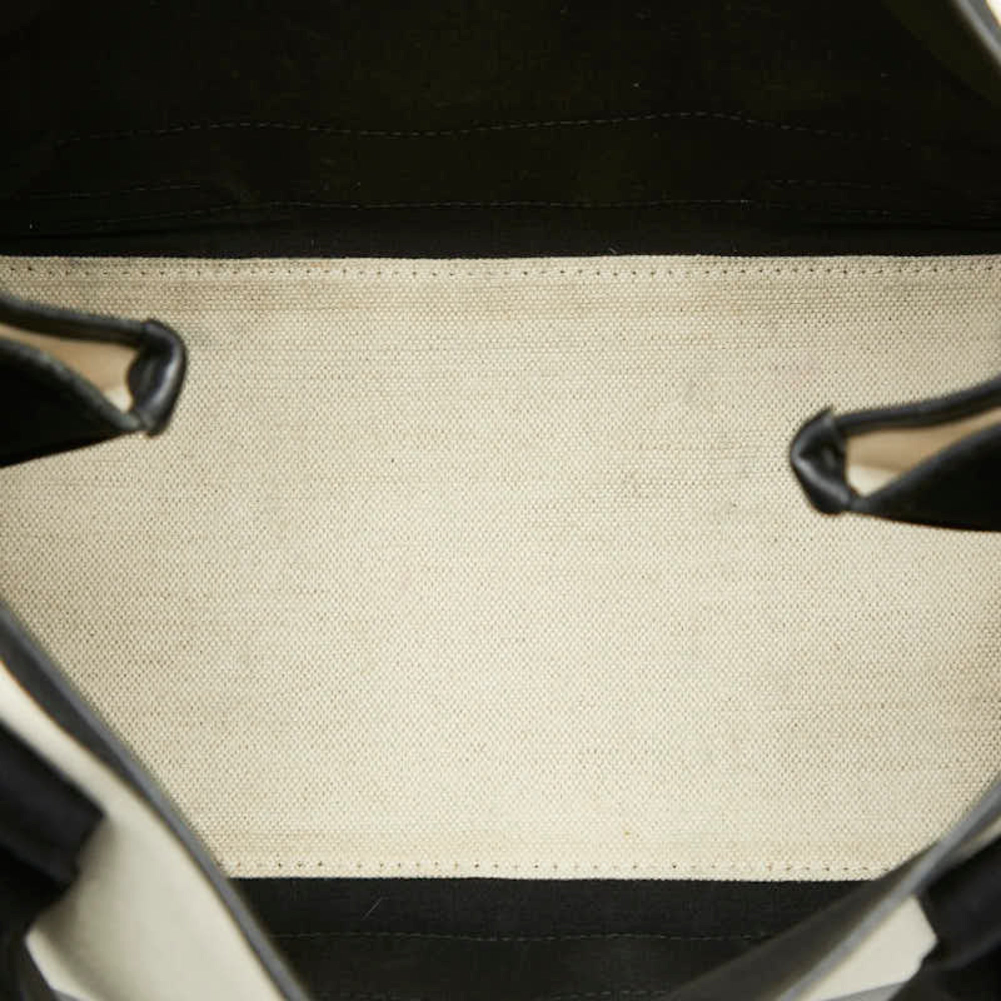 Balenciaga Black White Canvas Leather Handbag Pouch Tote Bag (Pre-Owned)