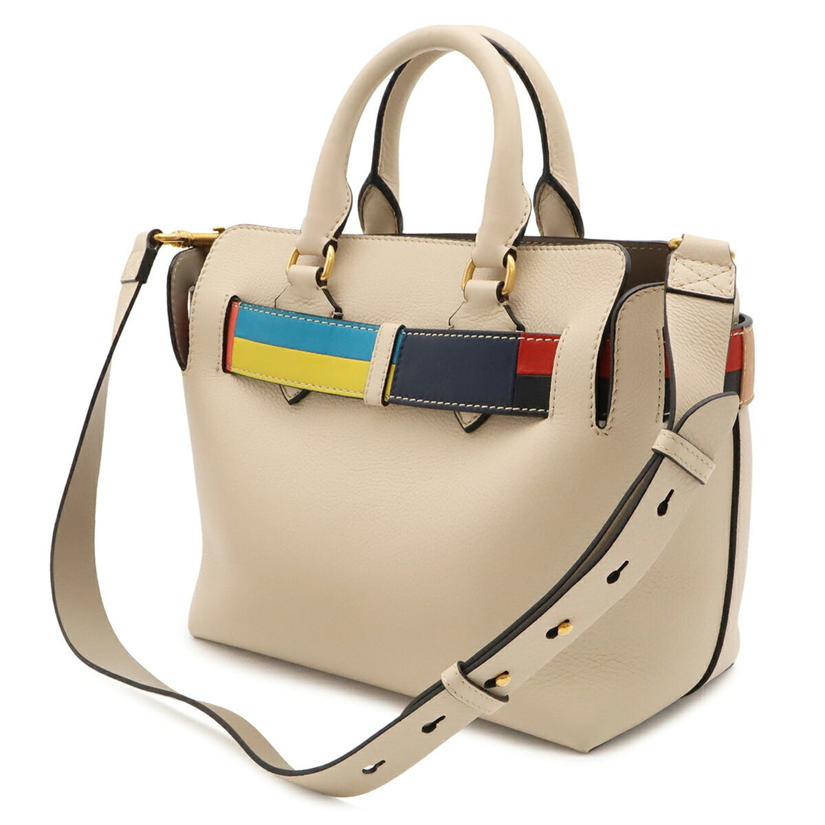 Burberry Beige Brown Multi-Color Leather Handbag Shoulder Bag (Pre-Owned)