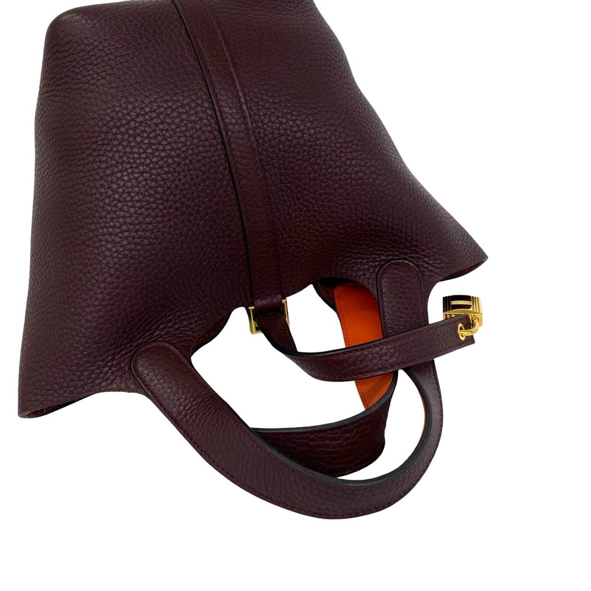 Hermes Orange Red Color Wine Taurillon Clemence Leather Swift Leather Handbag (Pre-Owned)