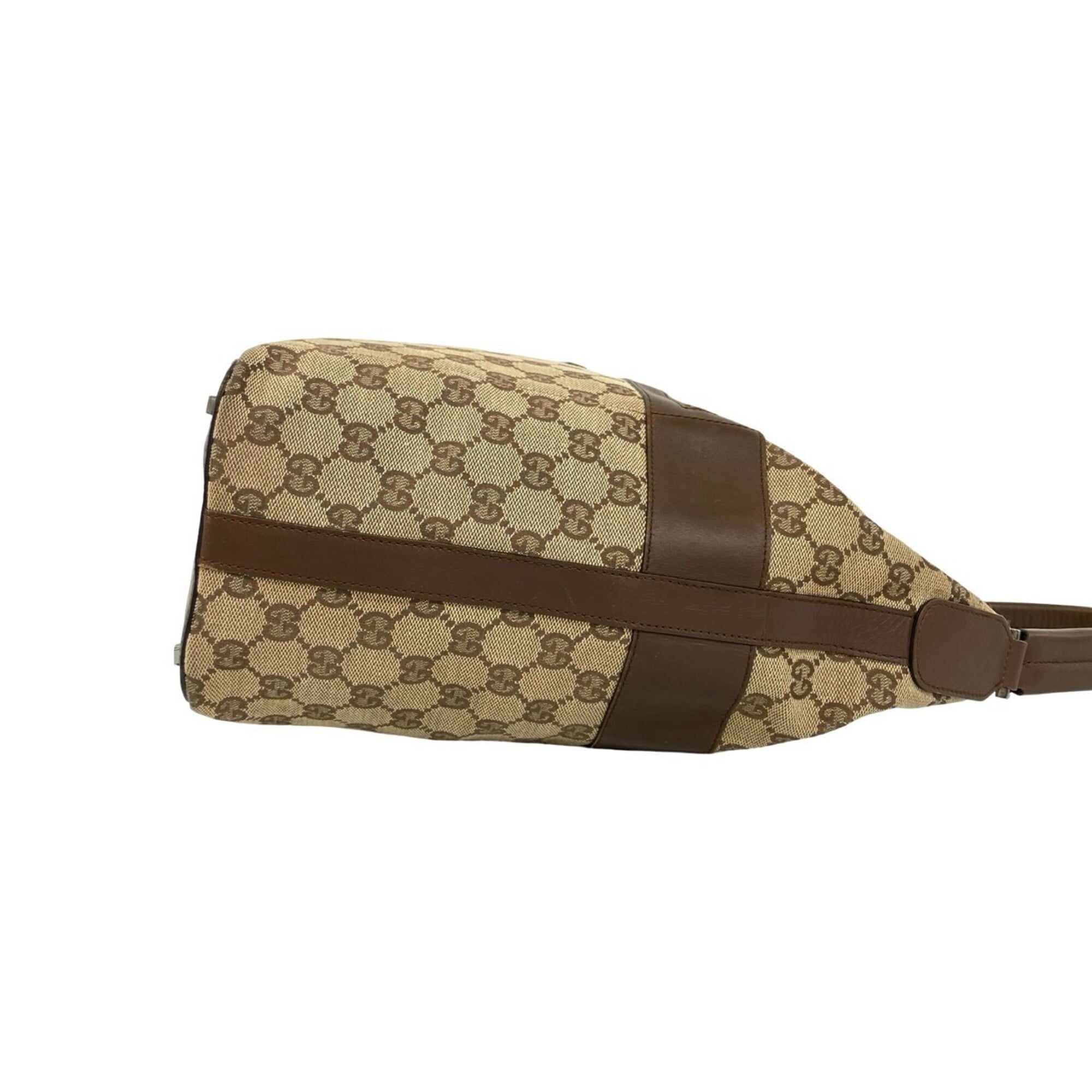 Gucci Brown Canvas Leather Shoulder Bag Tote Bag (Pre-Owned)