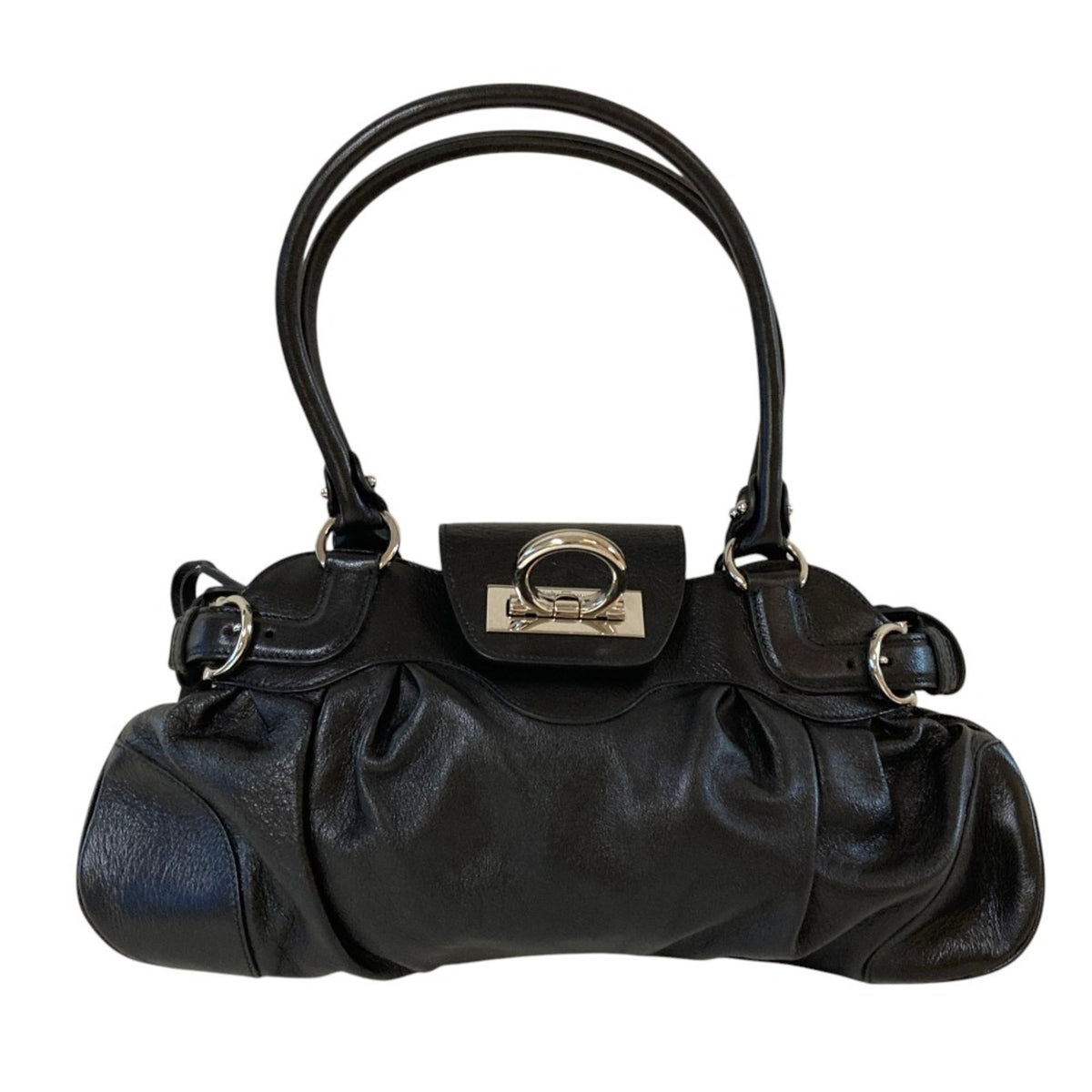 Salvatore Ferragamo Black Leather Handbag (Pre-Owned)