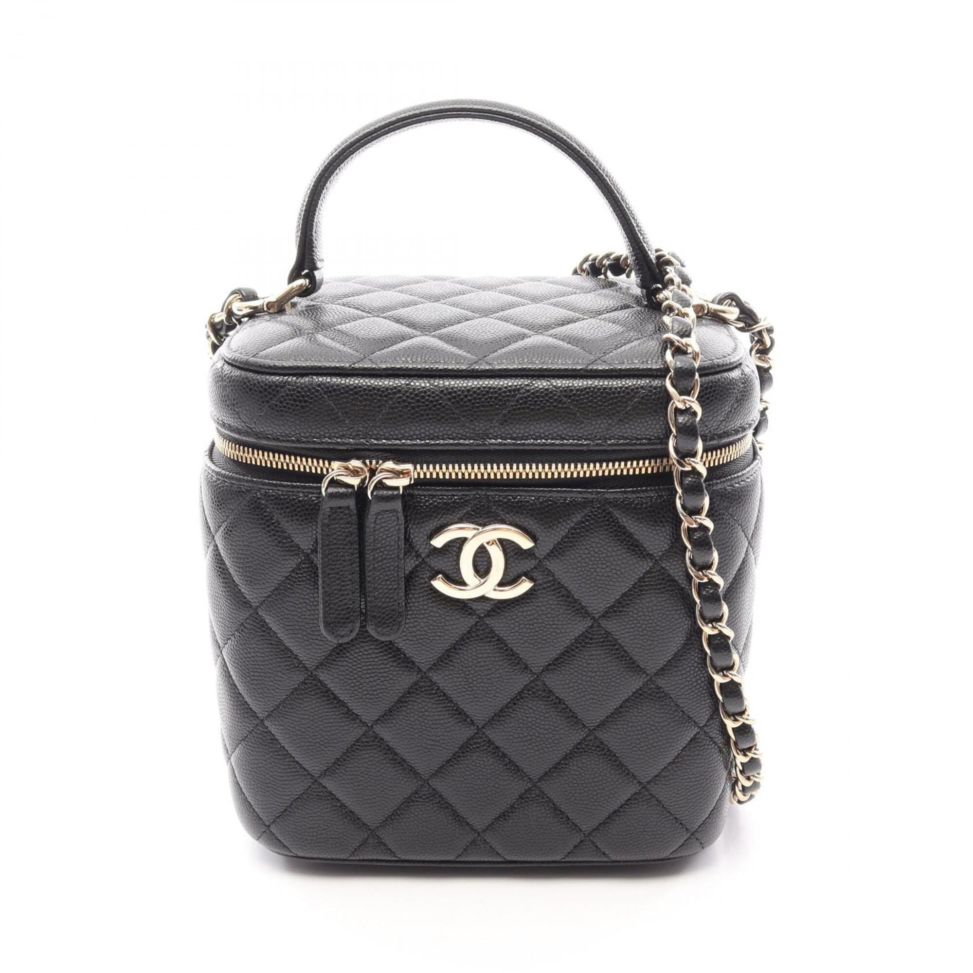 Chanel Black Grained Calfskin Handbag Shoulder Bag Vanity Bag (Pre-Owned)