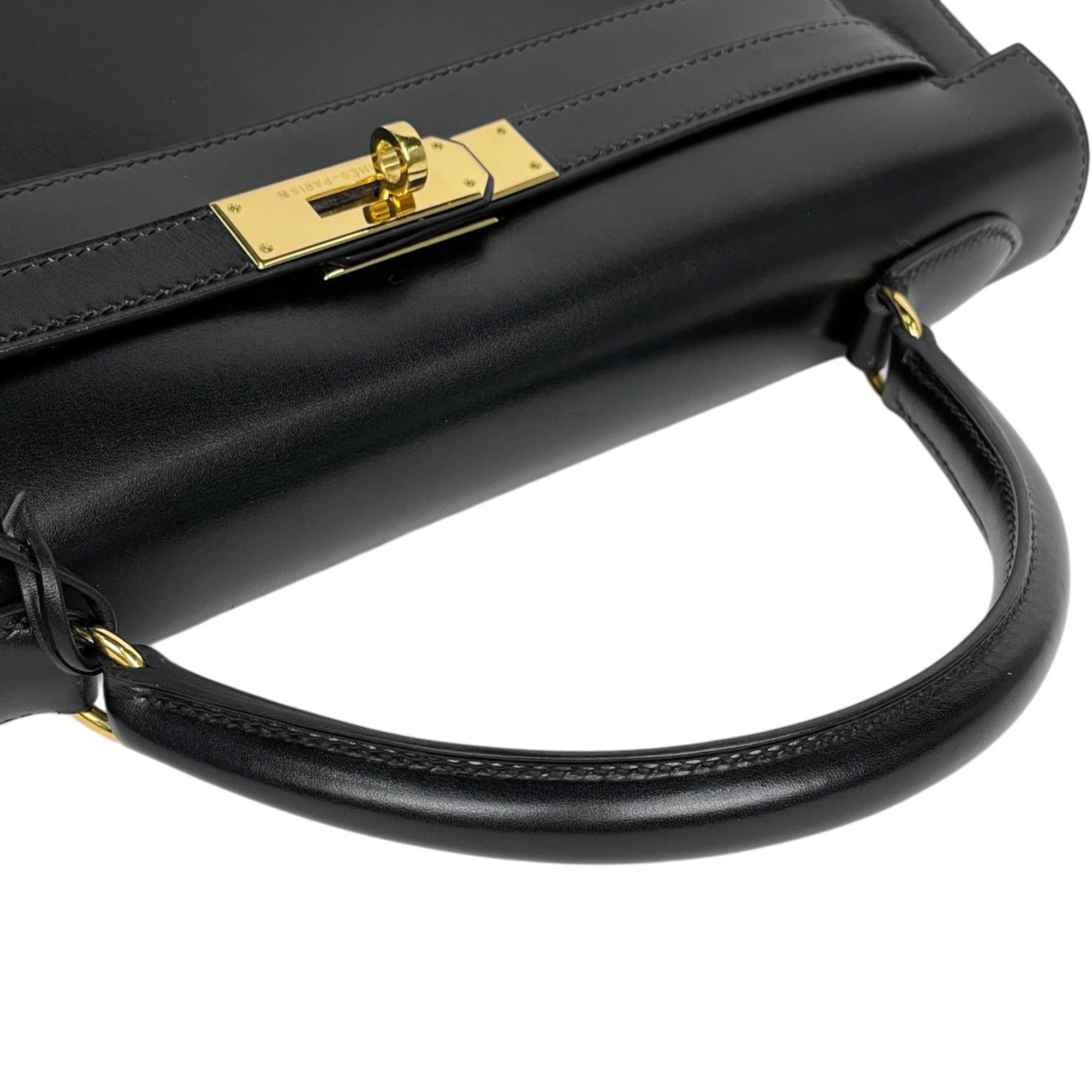 Hermes Black Box Calf Leather Handbag (Pre-Owned)