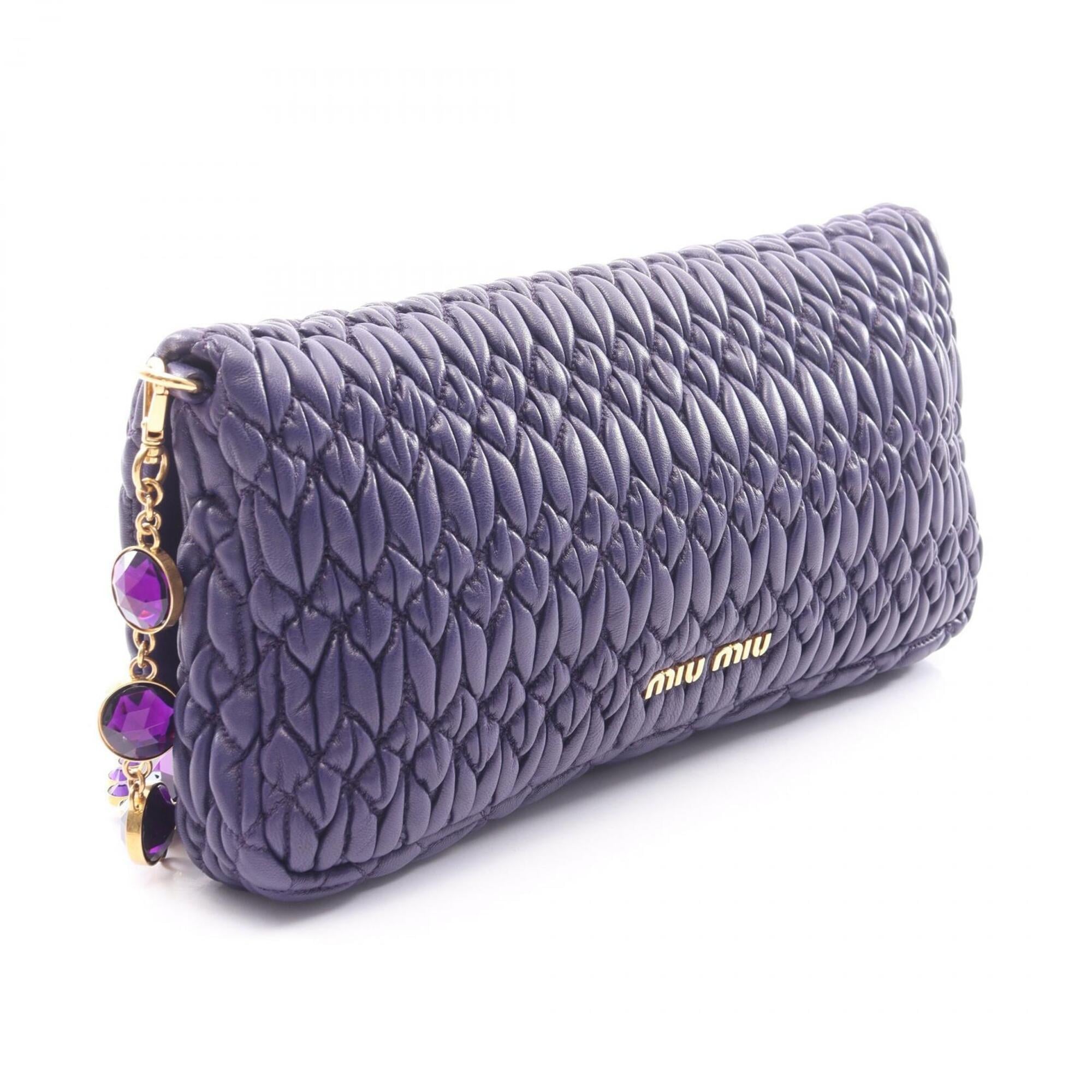Miu Miu Matelasse Purple Leather Handbag Shoulder Bag (Pre-Owned)