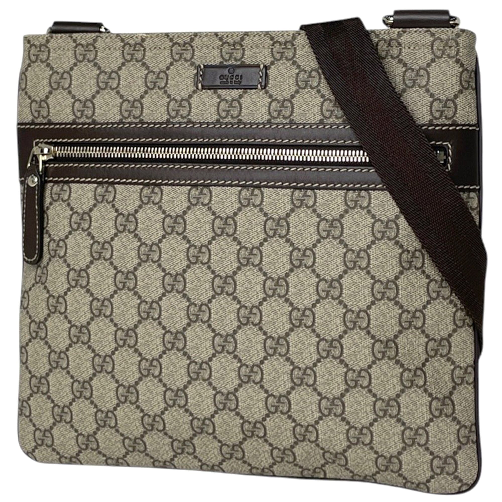 Gucci Brown Coated Canvas Leather Shoulder Bag (Pre-Owned)