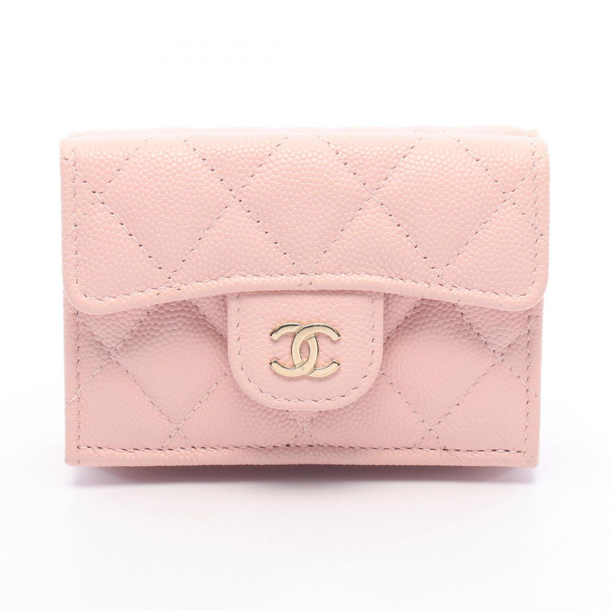 Chanel Pink Grained Calfskin Wallet (Tri-Fold) (Pre-Owned)