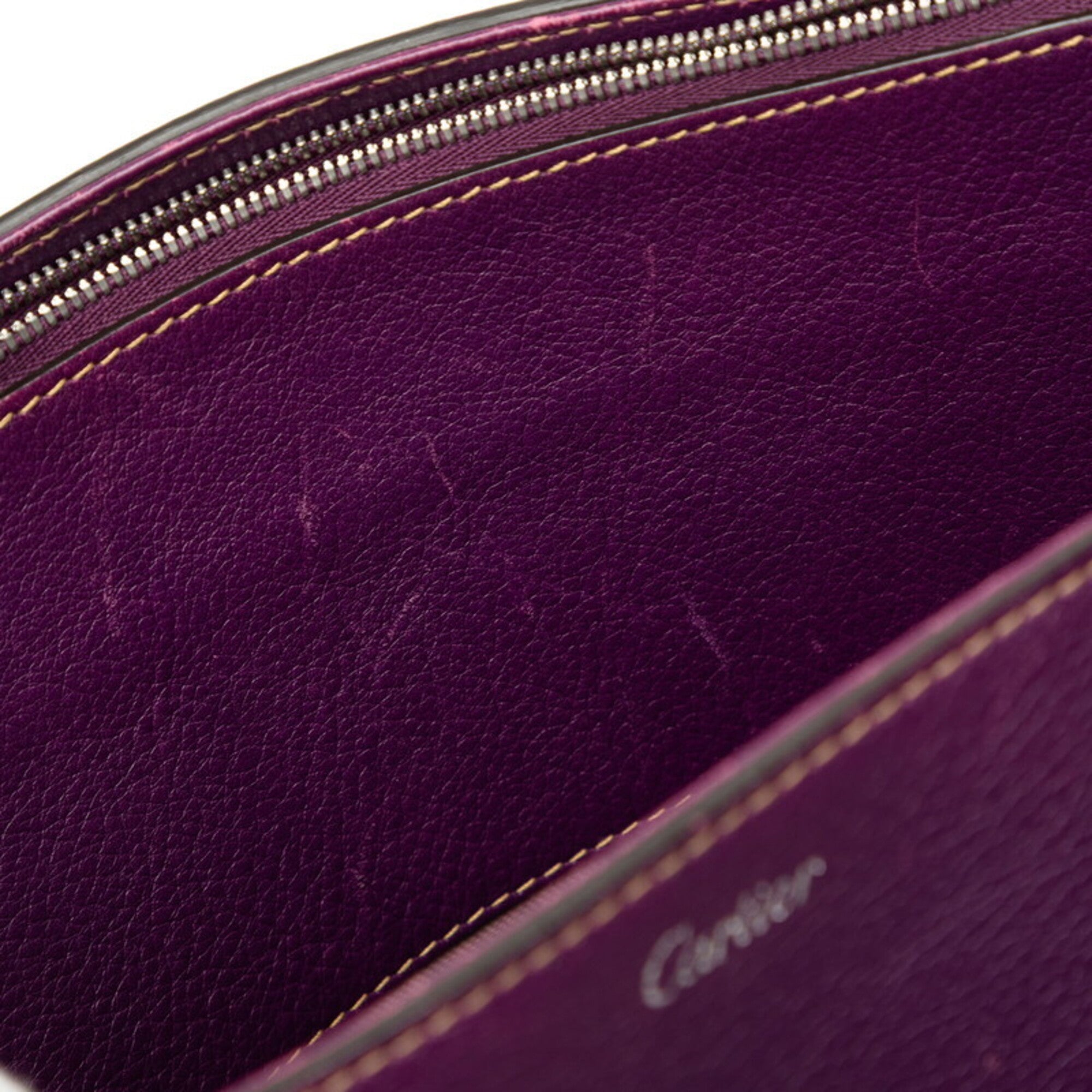 Cartier Purple Leather Handbag Shoulder Bag (Pre-Owned)