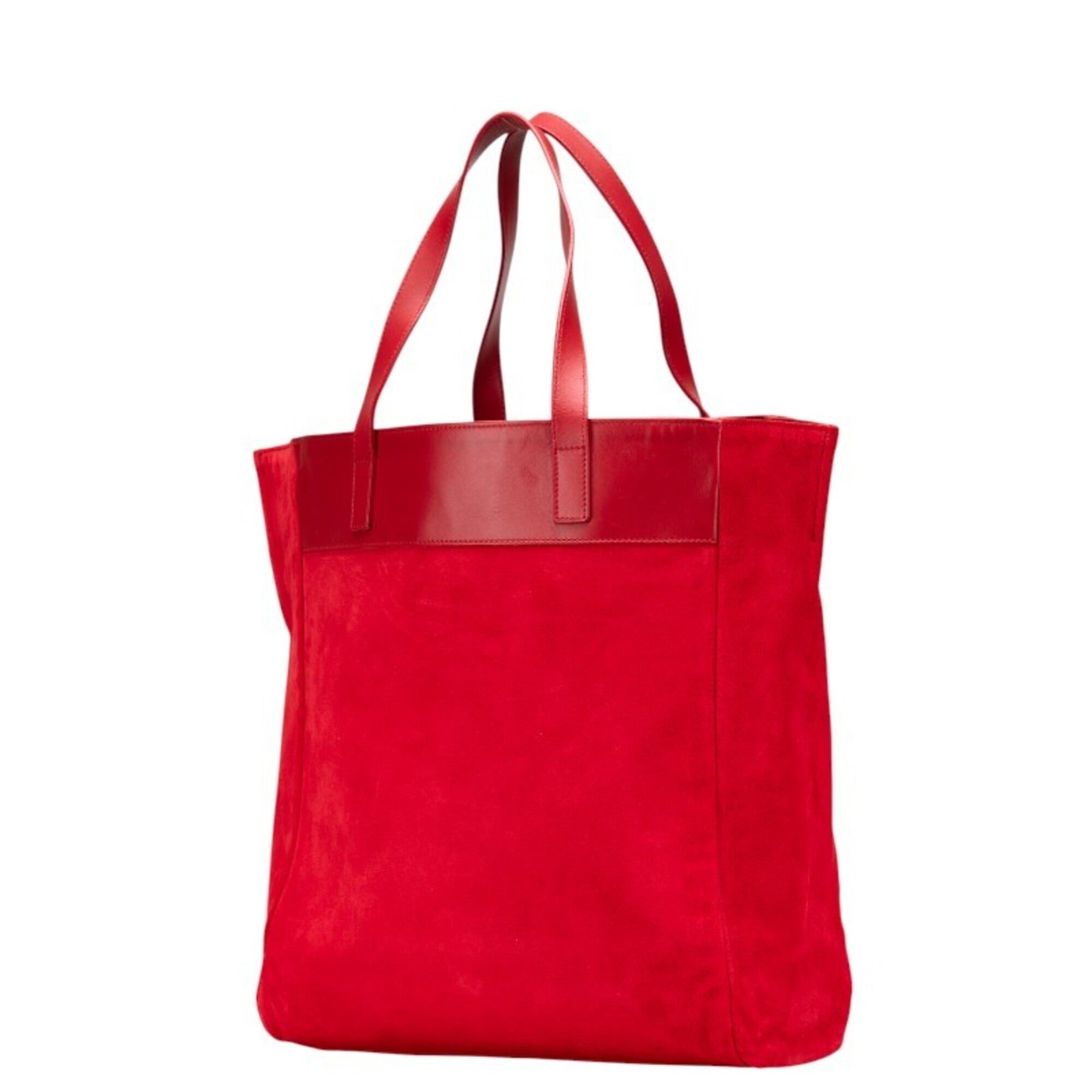 Saint Laurent Red Color Suede Leather Tote Bag (Pre-Owned)